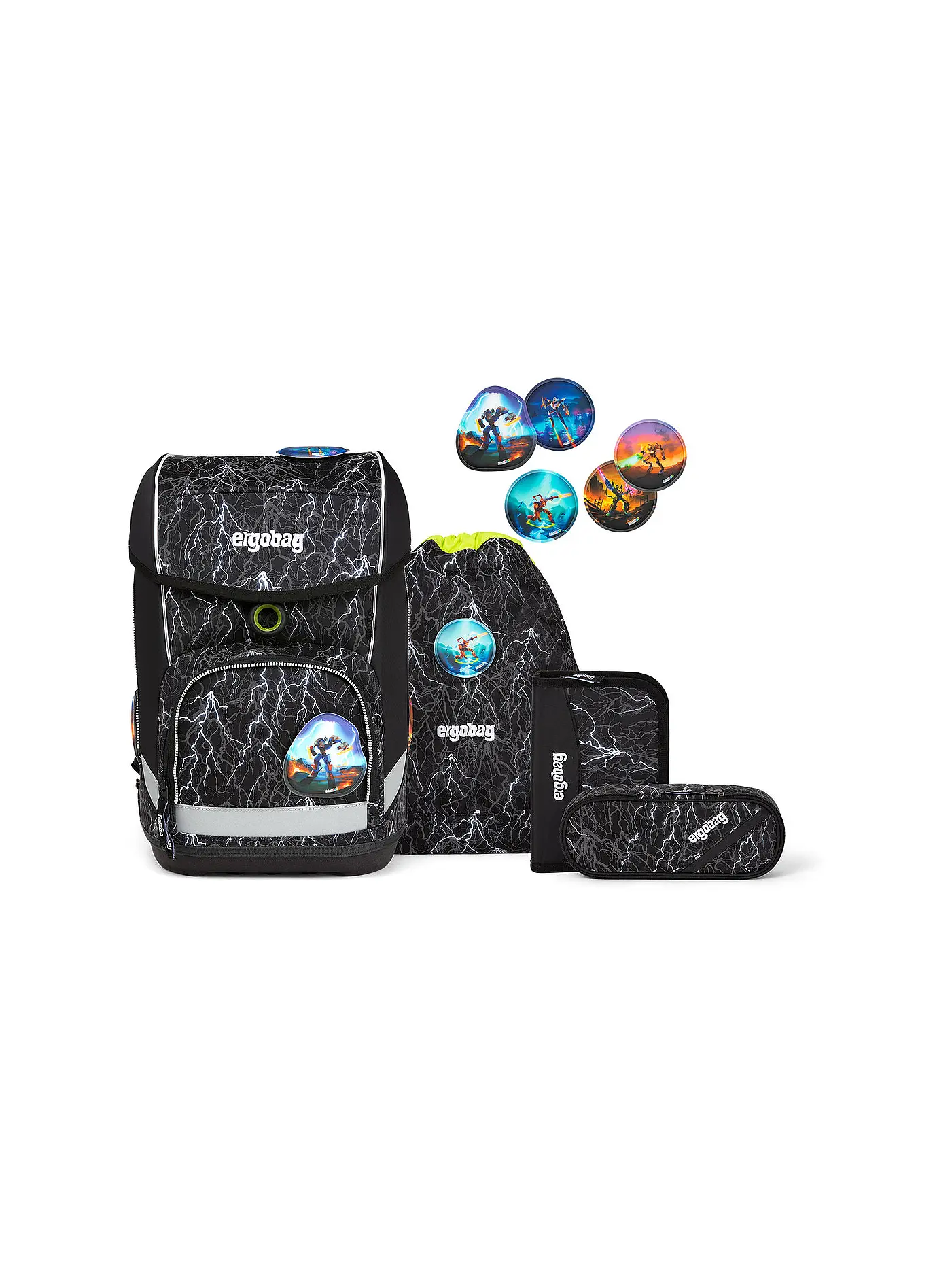 ERGOBAG | Schultaschen Set 5-tlg. Cubo - Super ReflektBär | schwarz