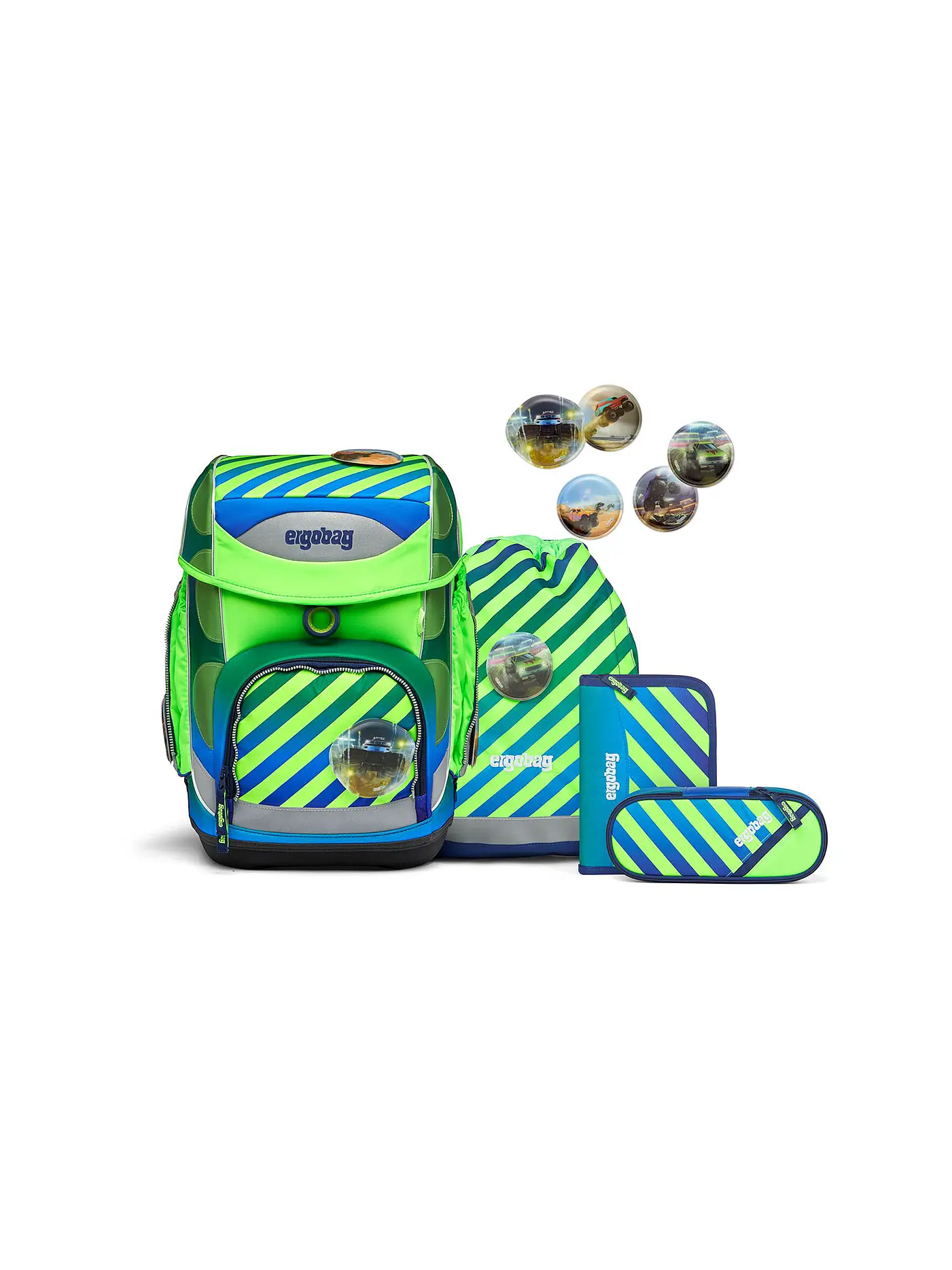 ERGOBAG | Schultaschen Set 5tlg Cubo TruckBär | hellgrün