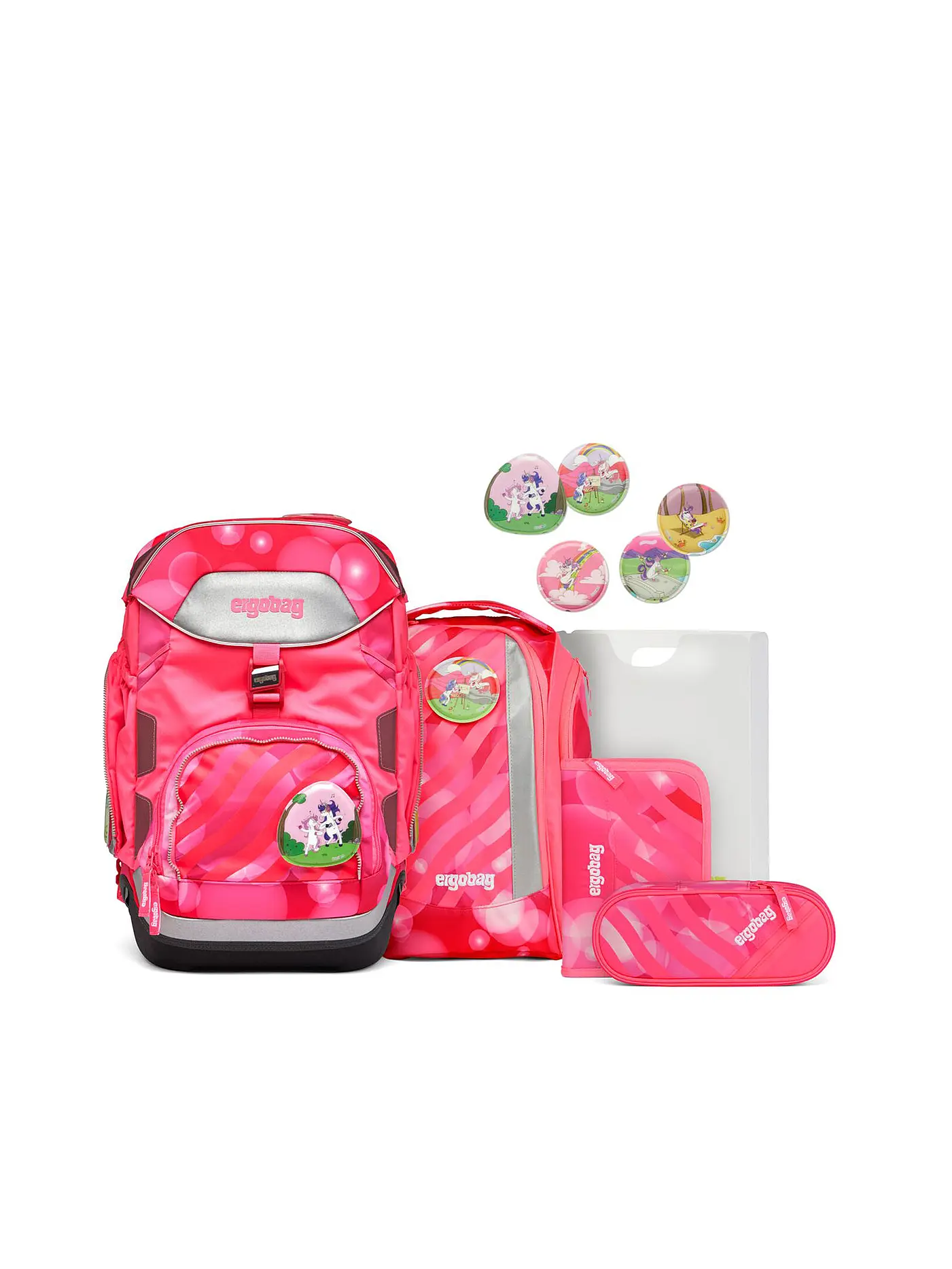 ERGOBAG | Schultaschen Set 6 tlg Pack KuntBärbuntes Einhorn | rot