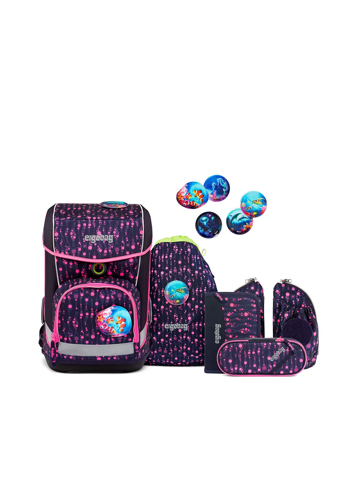 ERGOBAG | Schultaschen Set Cubo Light 6tlg Bärmuda Viereck | lila