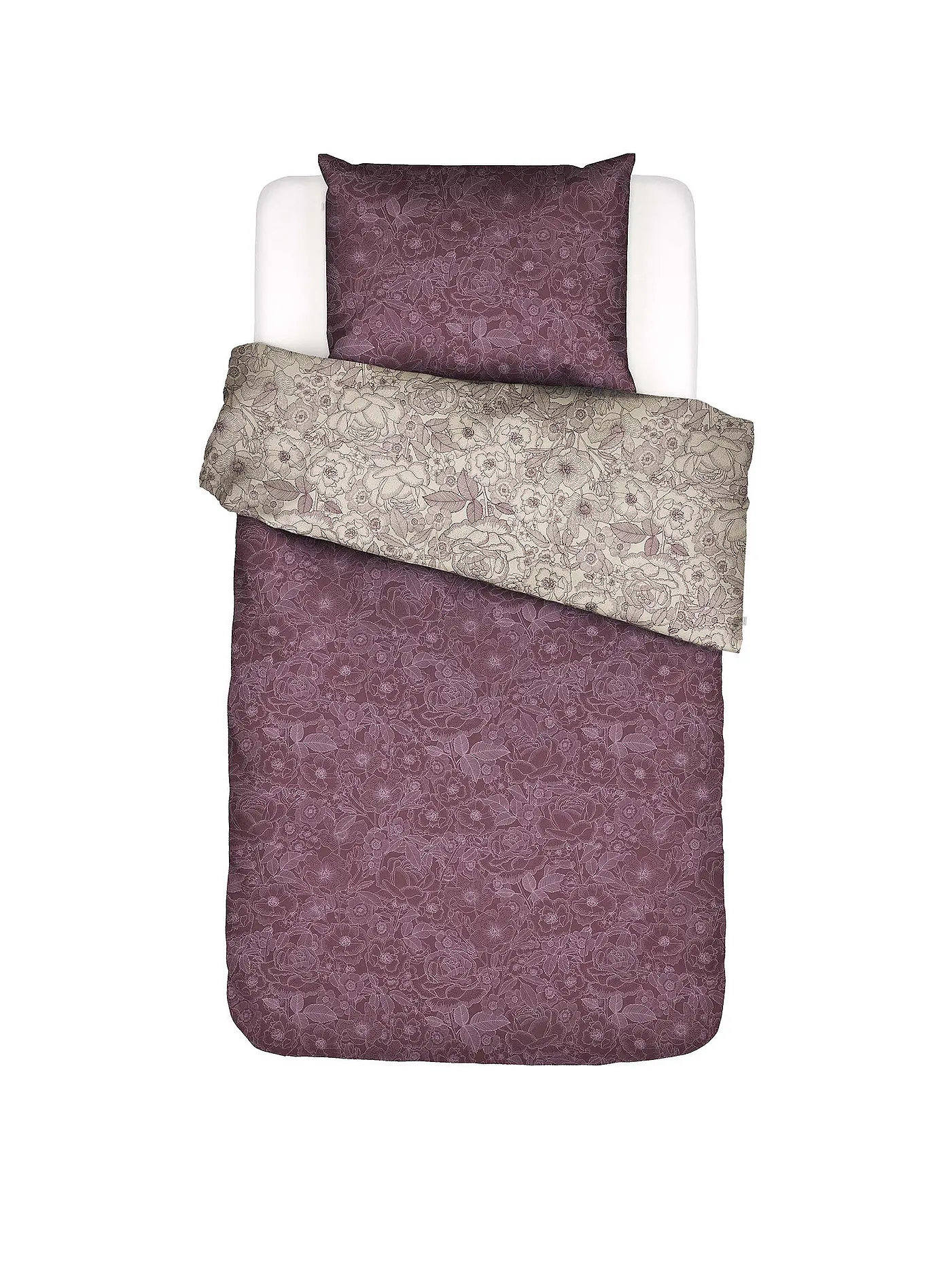ESSENZA | Twill Bettwäsche CAMILLE 70x90cm / 140x200cm Plum Wine | beere