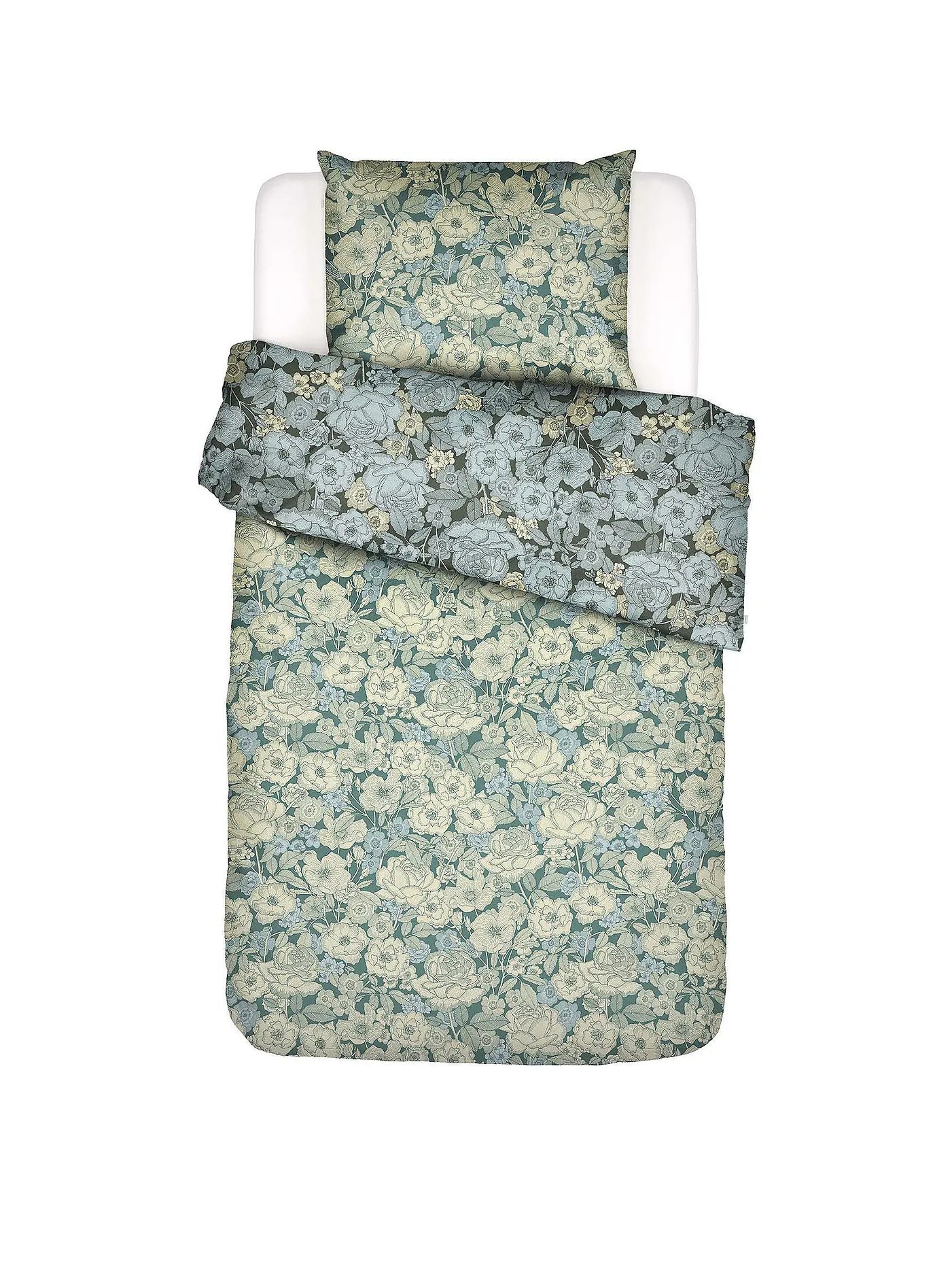 ESSENZA | Twill Bettwäsche CAMILLE 70x90cm / 140x200cm Reef Green | hellblau