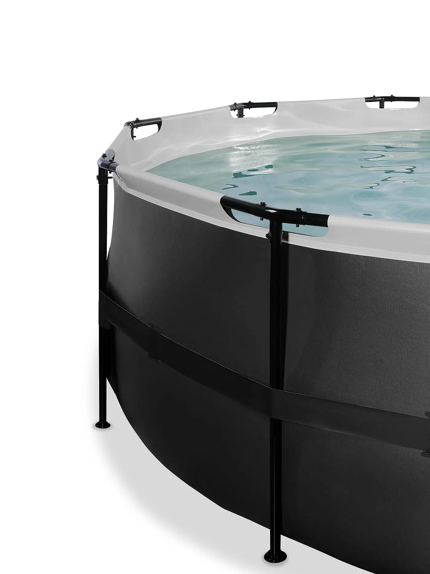 EXIT TOYS | Black Leather Pool ø488x122cm mit Abdeckung und Sandfilterpumpe | keine Farbe