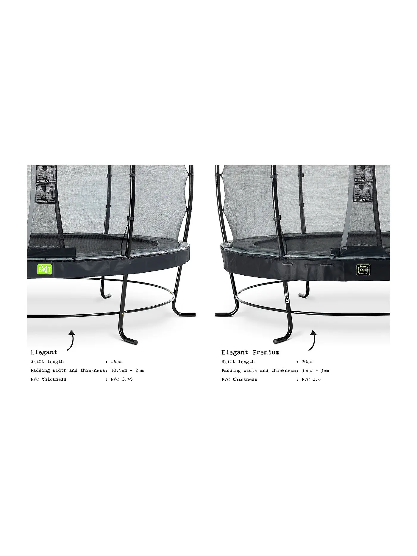 EXIT TOYS | Elegant Premium Trampolin 305cm mit Deluxe Sicherheitsnetz | keine Farbe