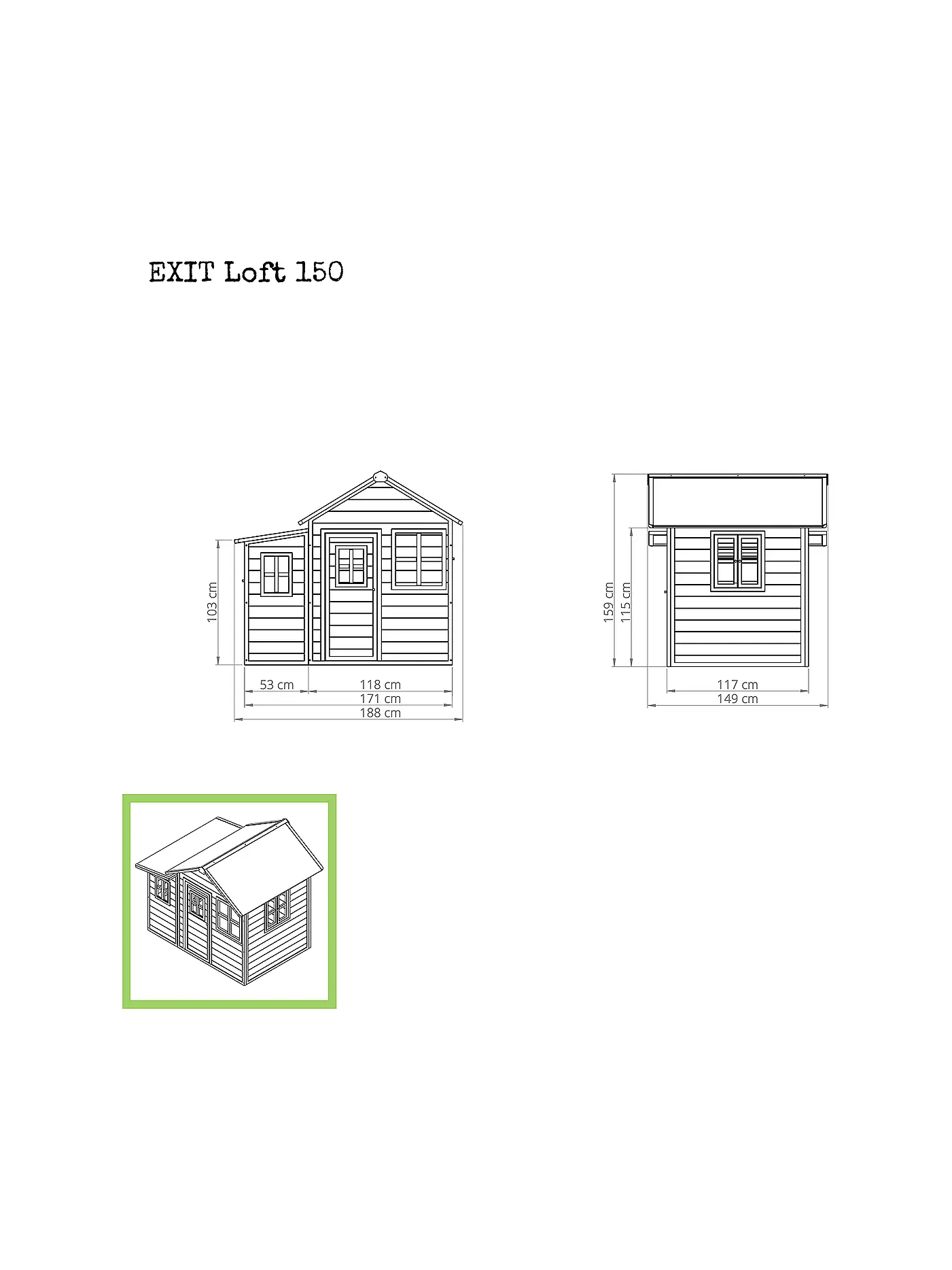 EXIT TOYS | Loft 150 Holzspielhaus - naturel | keine Farbe