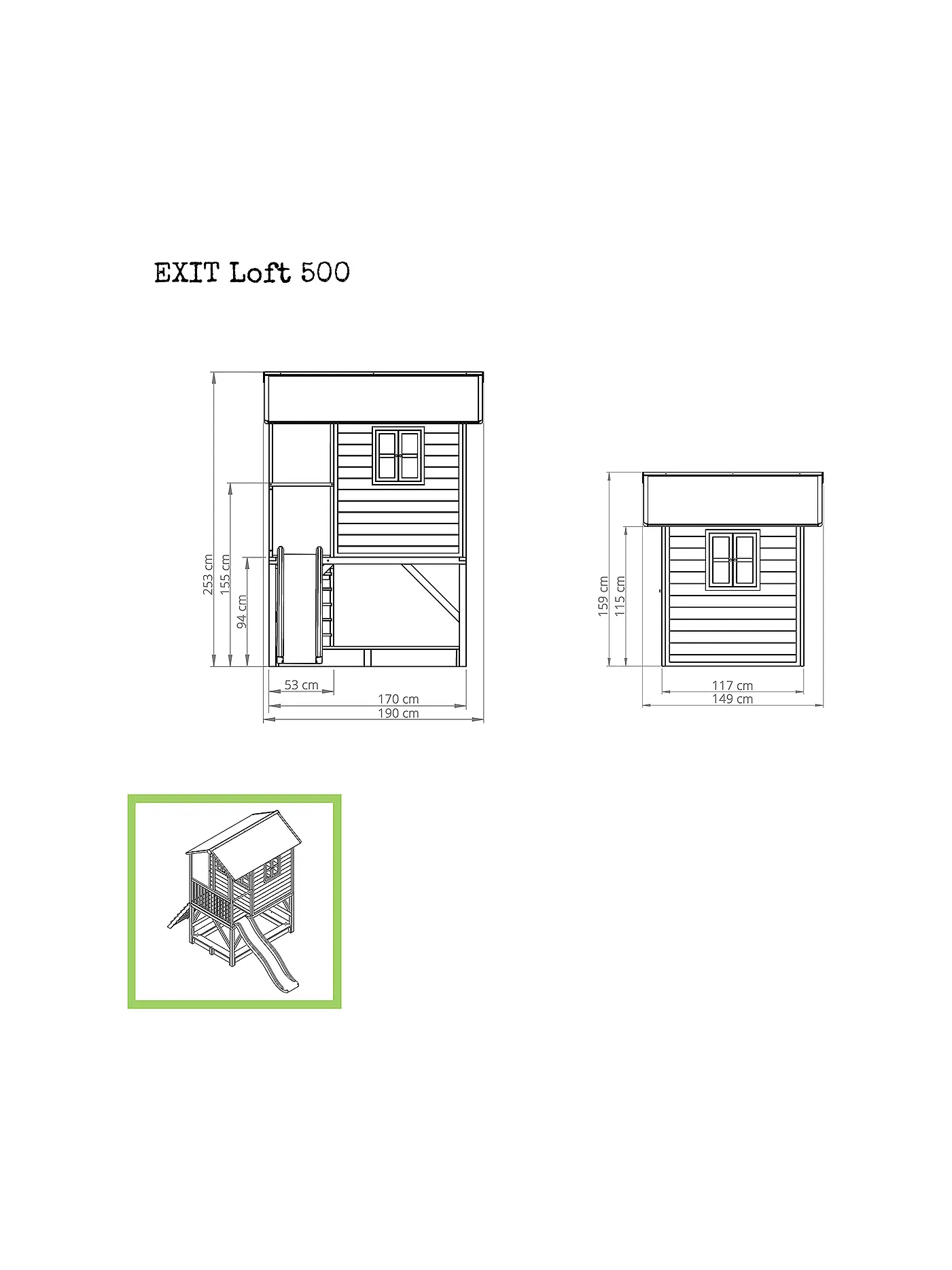 EXIT TOYS | Loft 500 Holzspielhaus - naturel | keine Farbe