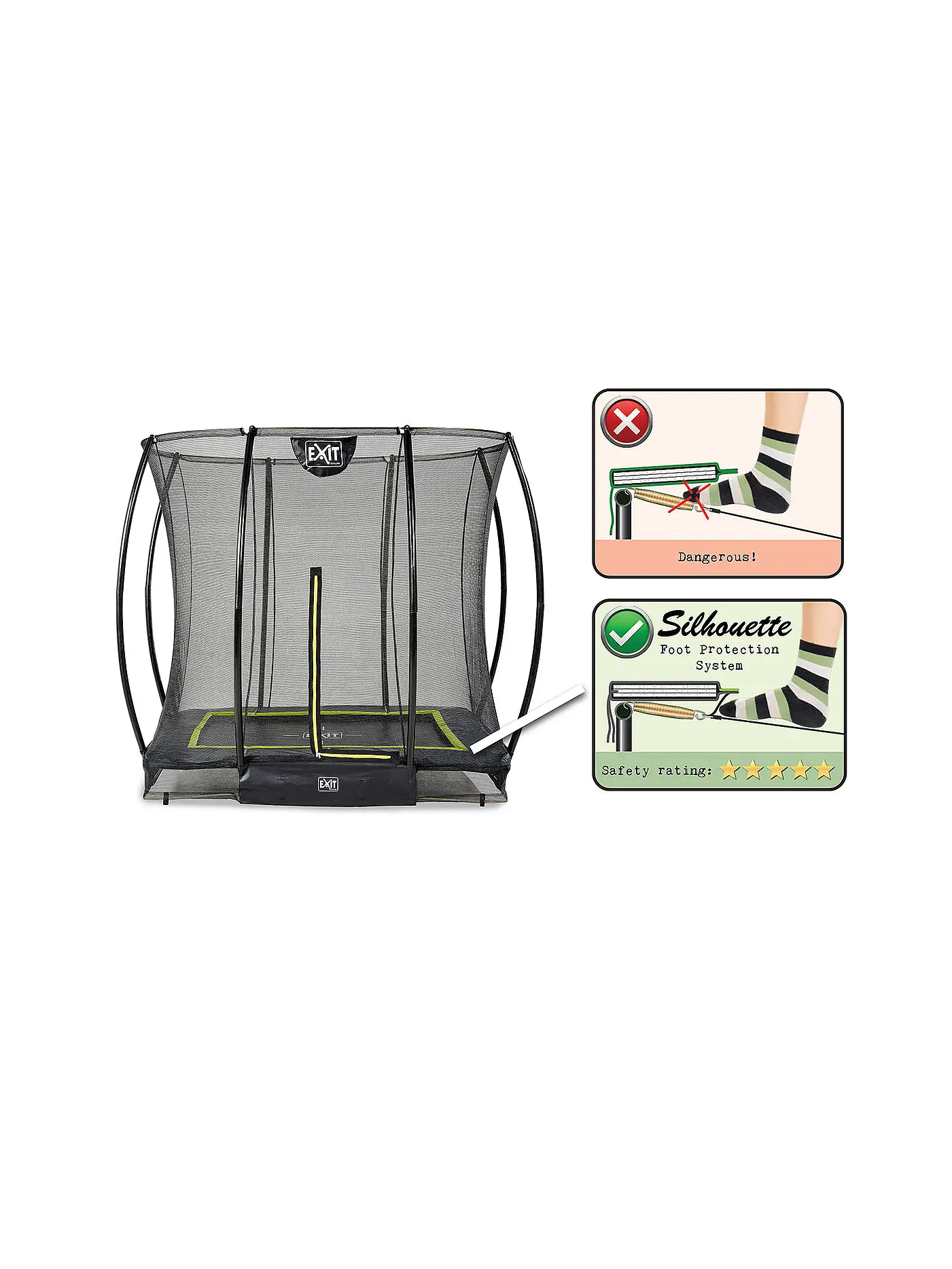 EXIT TOYS | Silhouette Bodentrampolin 153x214cm mit Sicherheitsnetz | keine Farbe