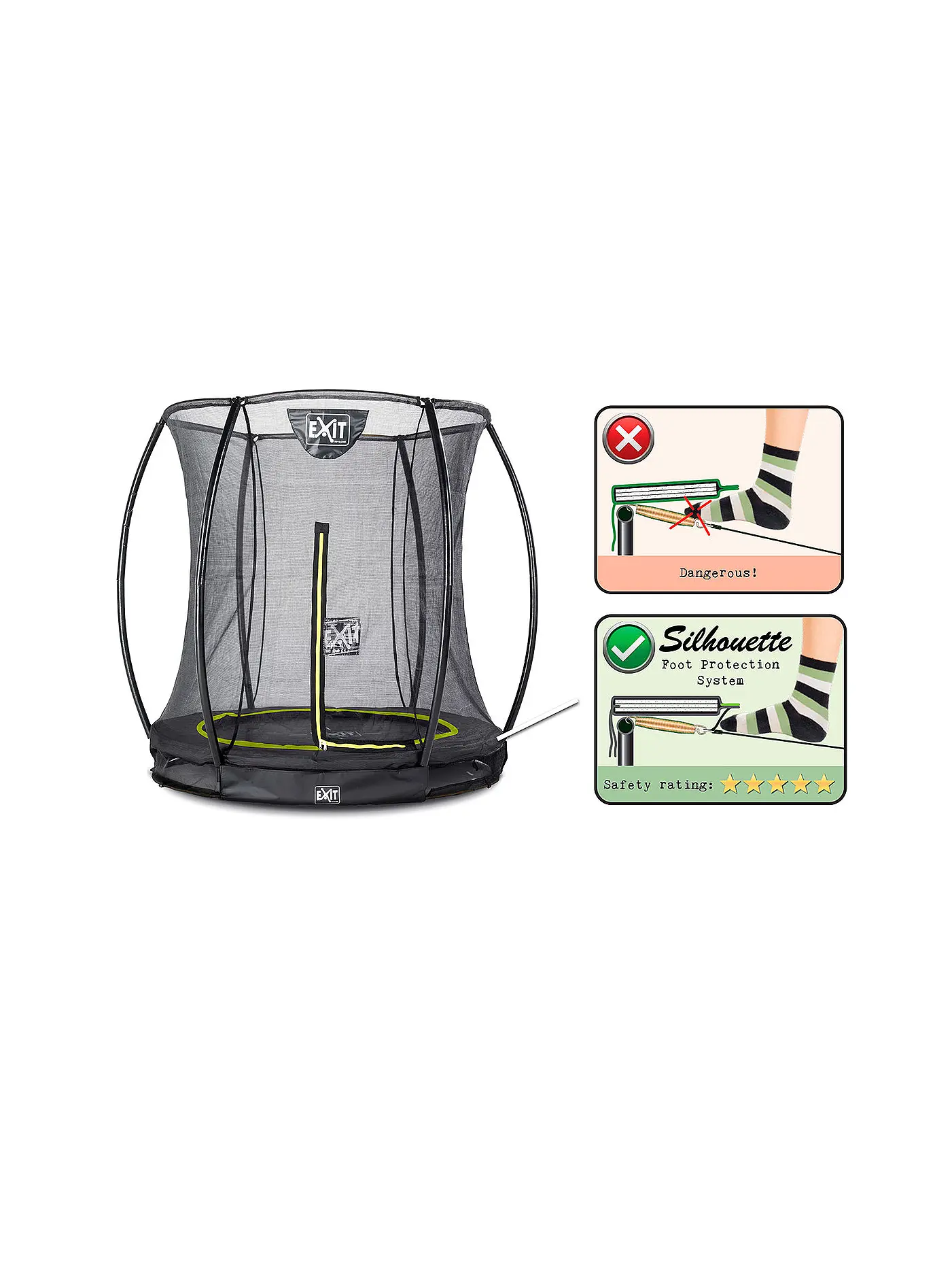 EXIT TOYS | Silhouette Bodentrampolin 183cm mit Sicherheitsnetz | keine Farbe