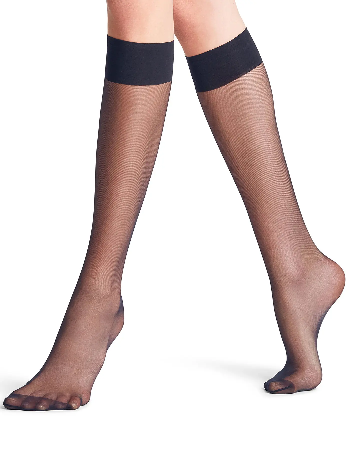 FALKE | Kniestrümpfe Seidenglatt 15 DEN anthracite | blau