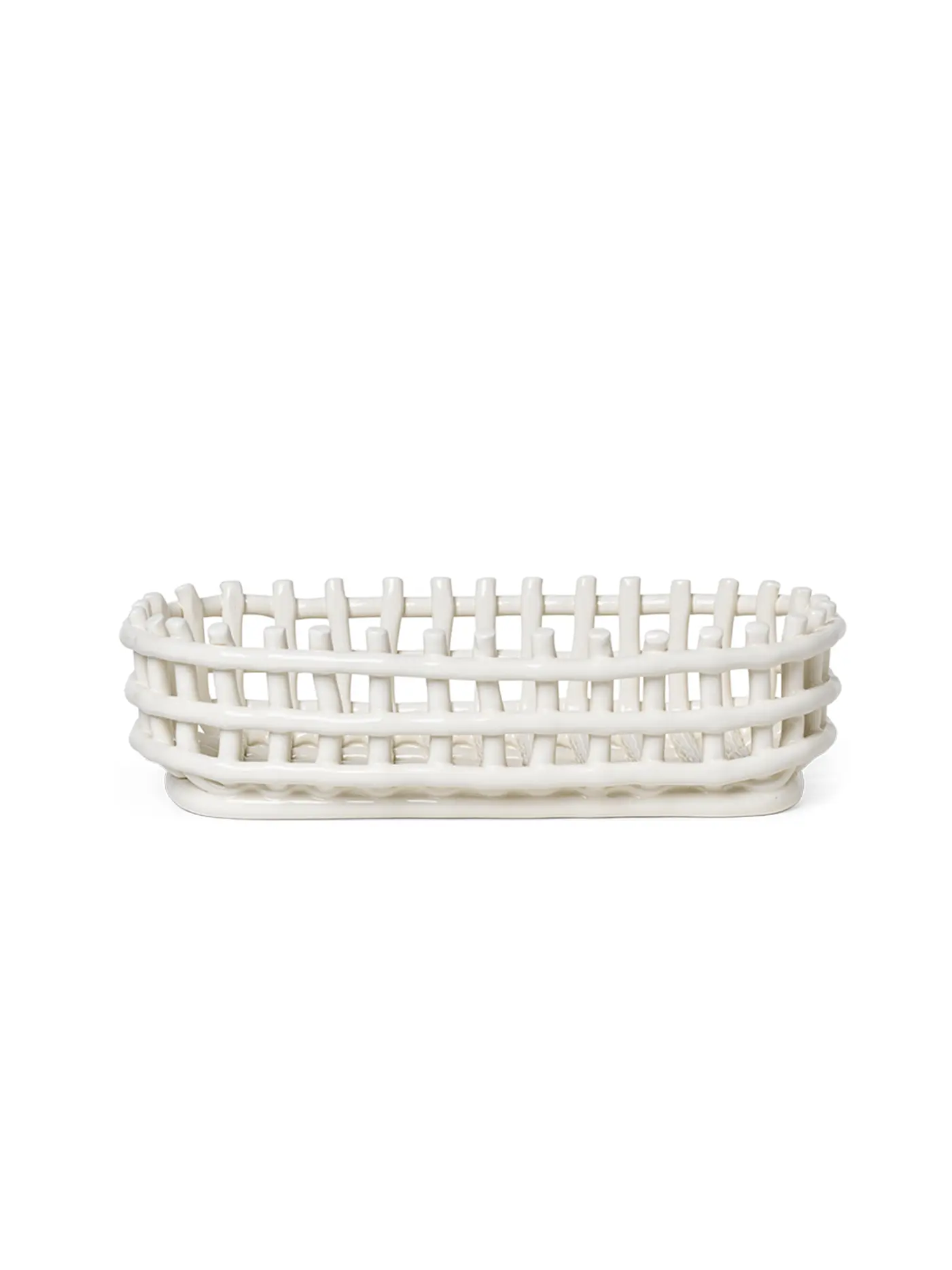 FERM LIVING | Brotkorb - Ceramic Basket - Oval 30x15cm Offwhite | weiss
