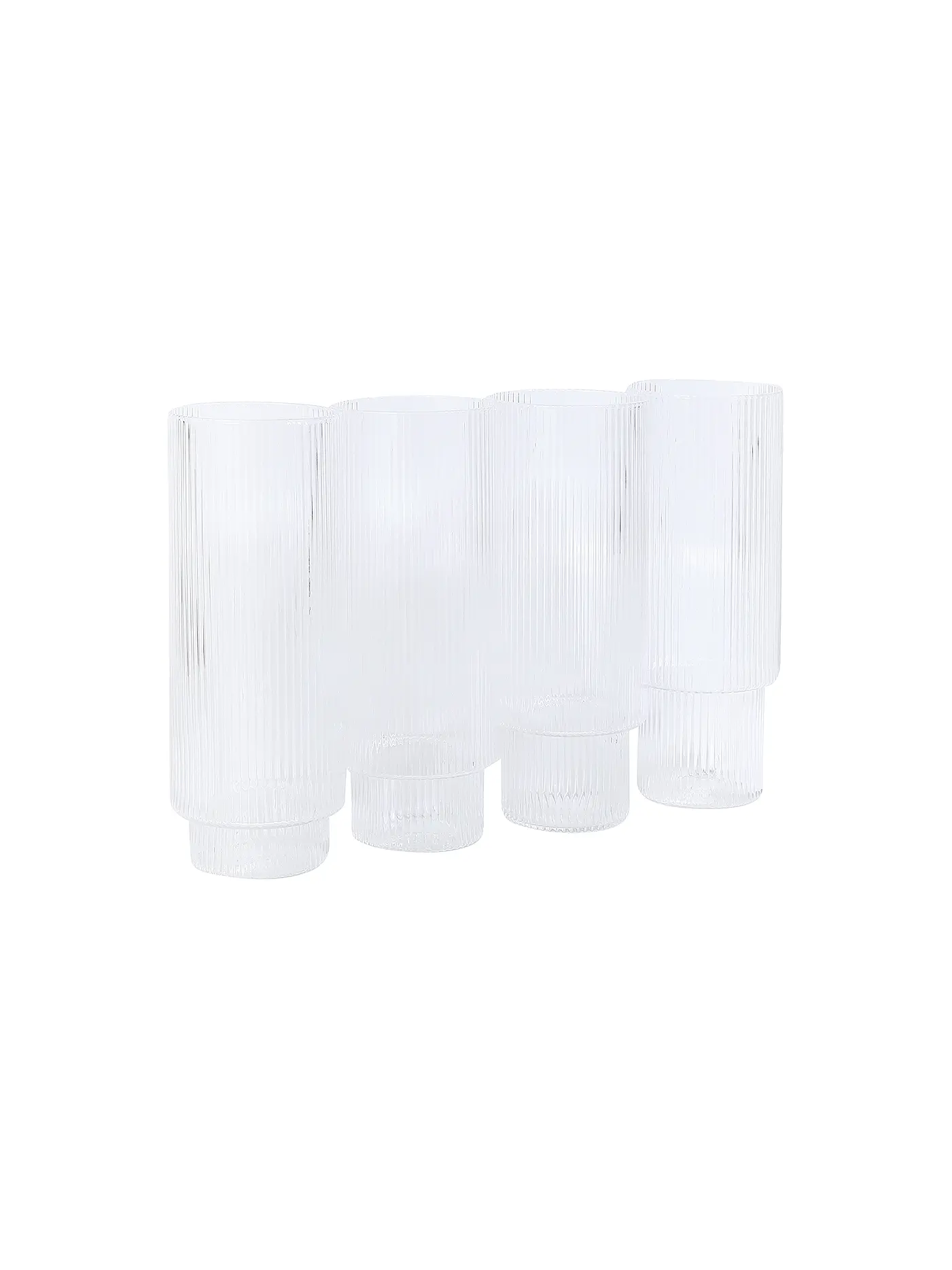 FERM LIVING | Longdrinkglas 4er Set RIPPLE | transparent