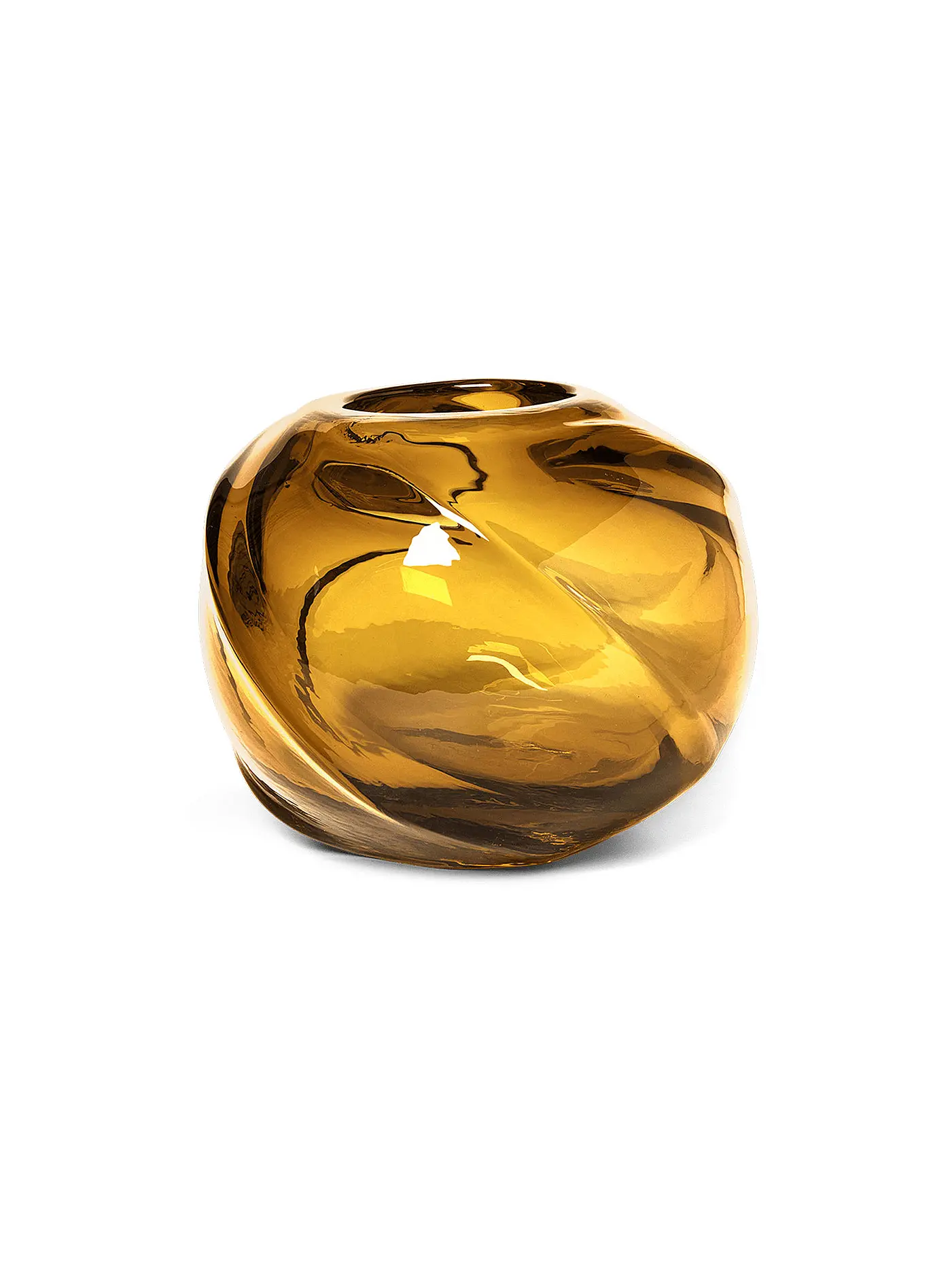 FERM LIVING | Vase Water Swirl 16cm Rund | braun