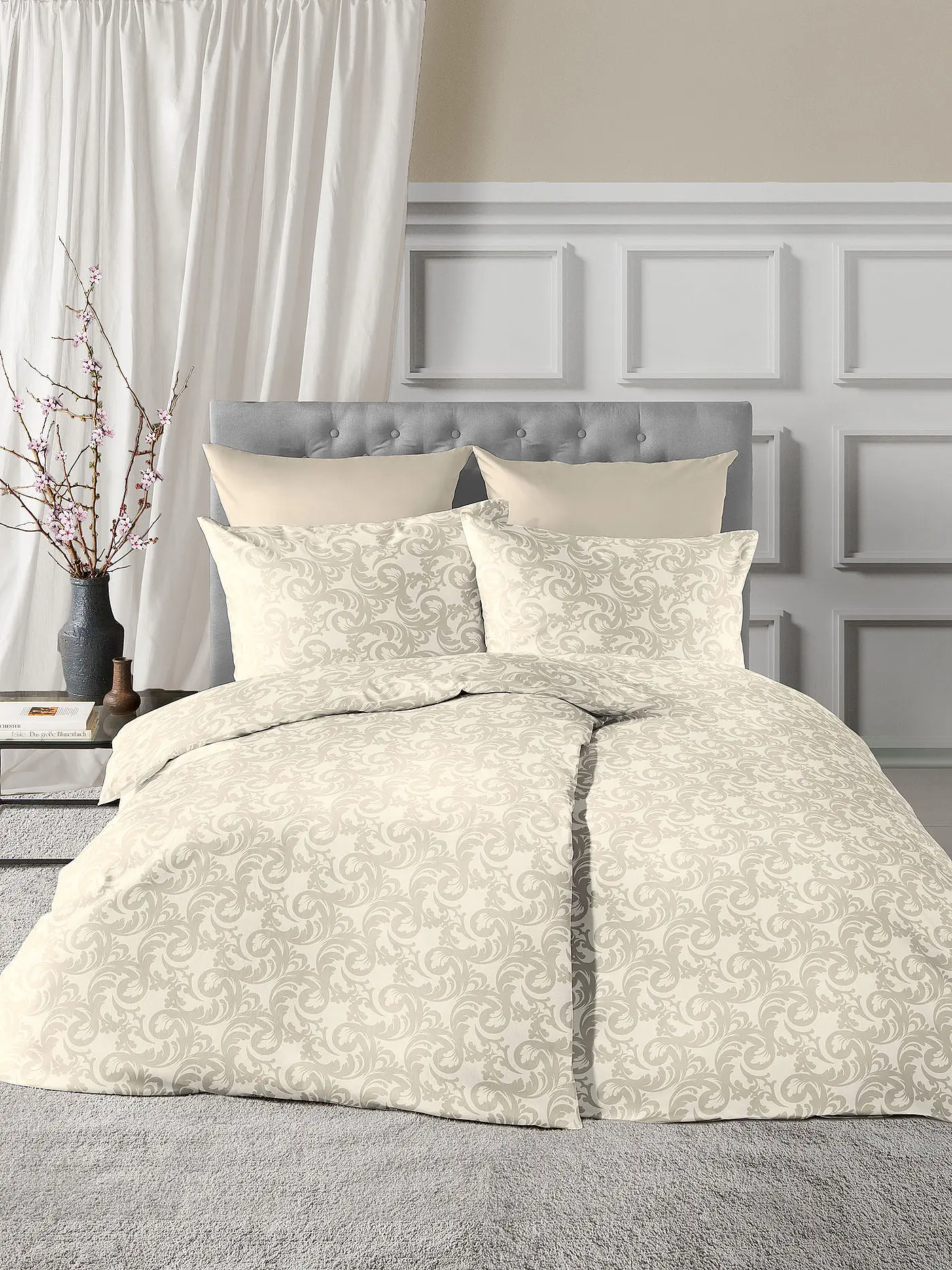 FLEURESSE | Damast Bettwäsche Opal 70x90cm / 140x200cm  | creme