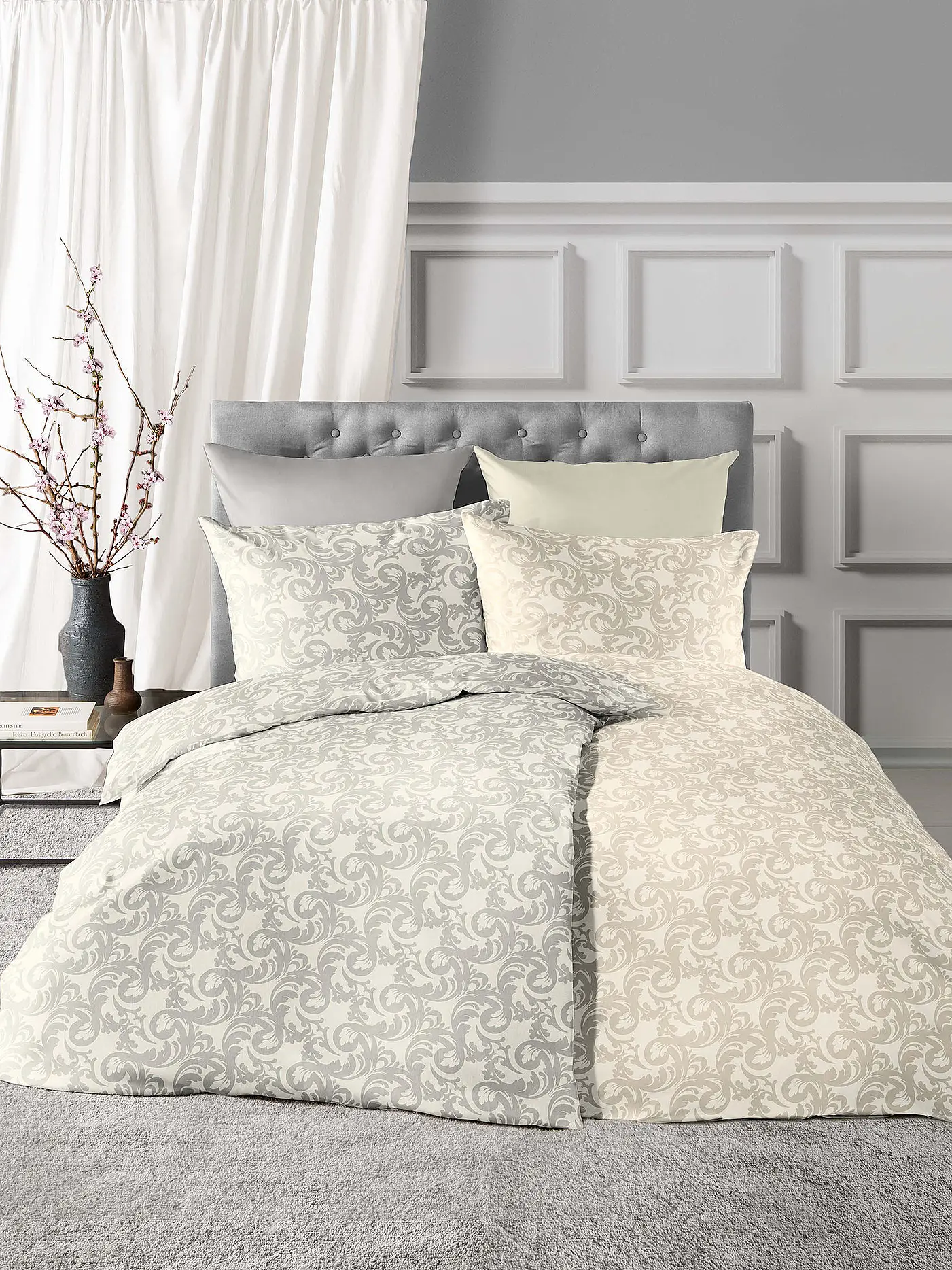 FLEURESSE | Damast Bettwäsche Opal 70x90cm / 140x200cm  | creme