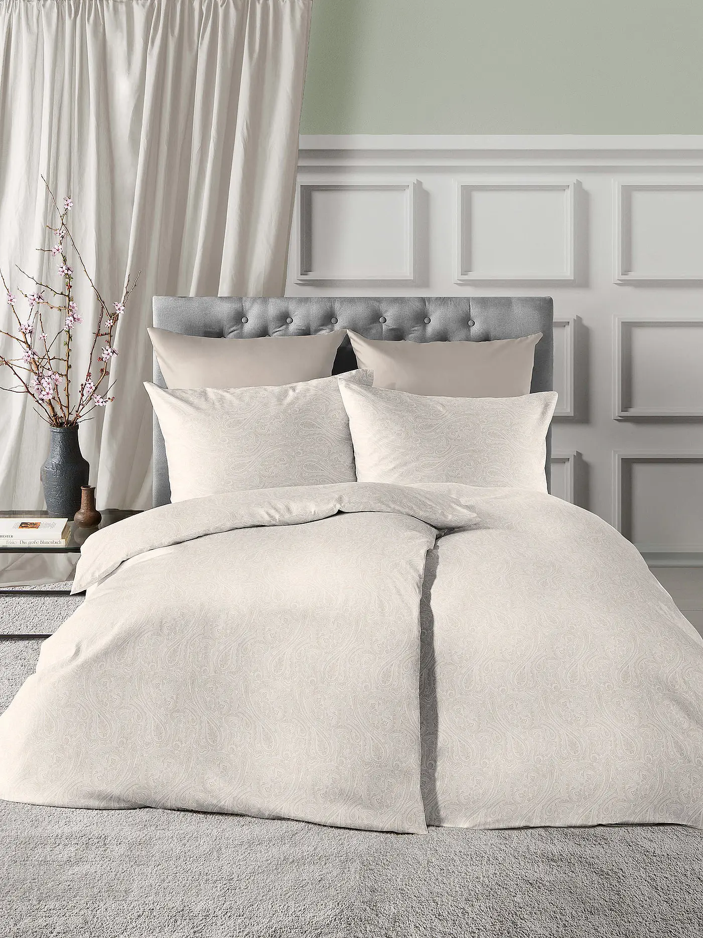 FLEURESSE | Damast Bettwäsche Opal 70x90cm / 140x200cm Sand | beige