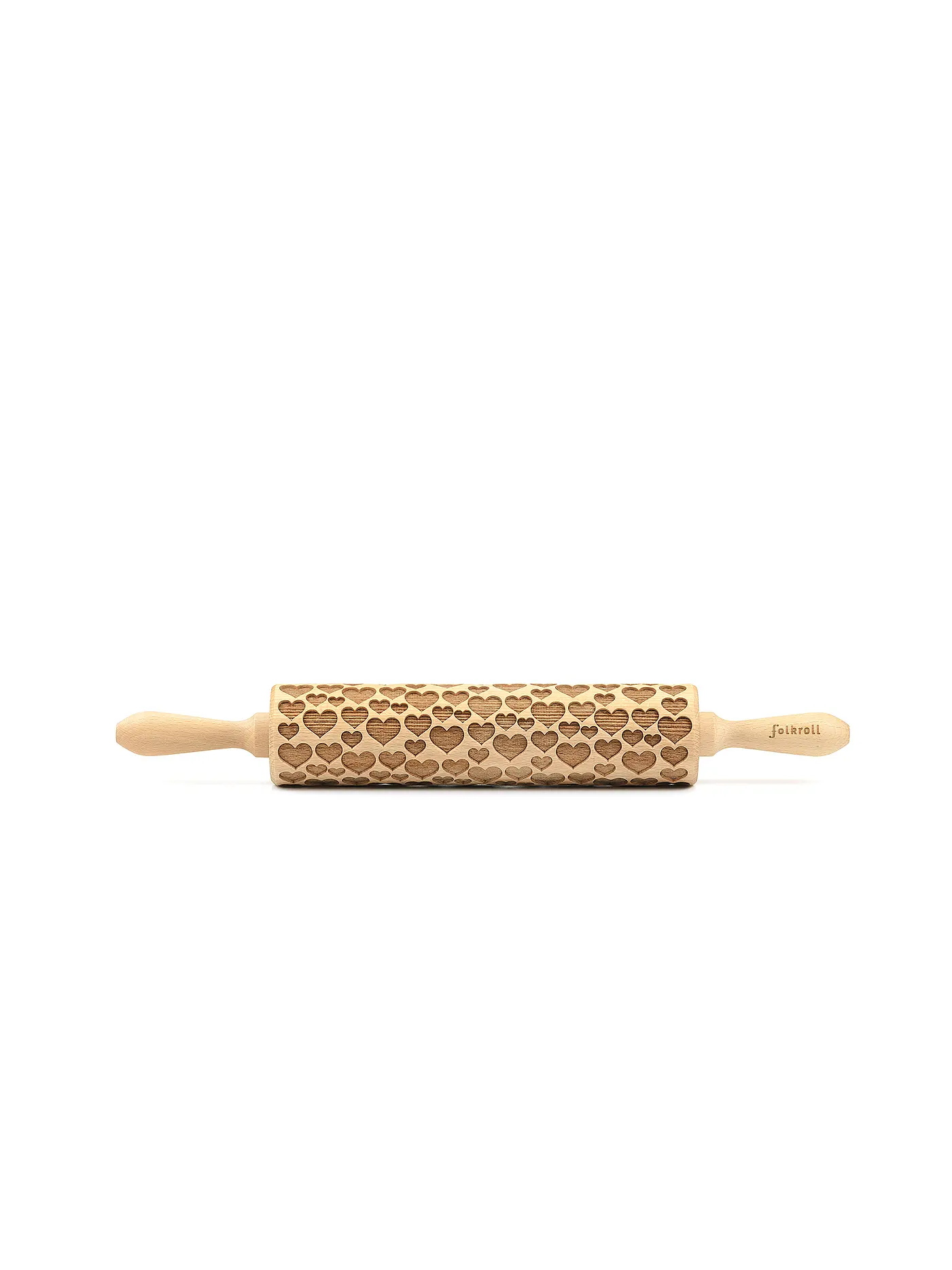 FOLKROLL | Teigrolle groß 43cm Herzen | braun