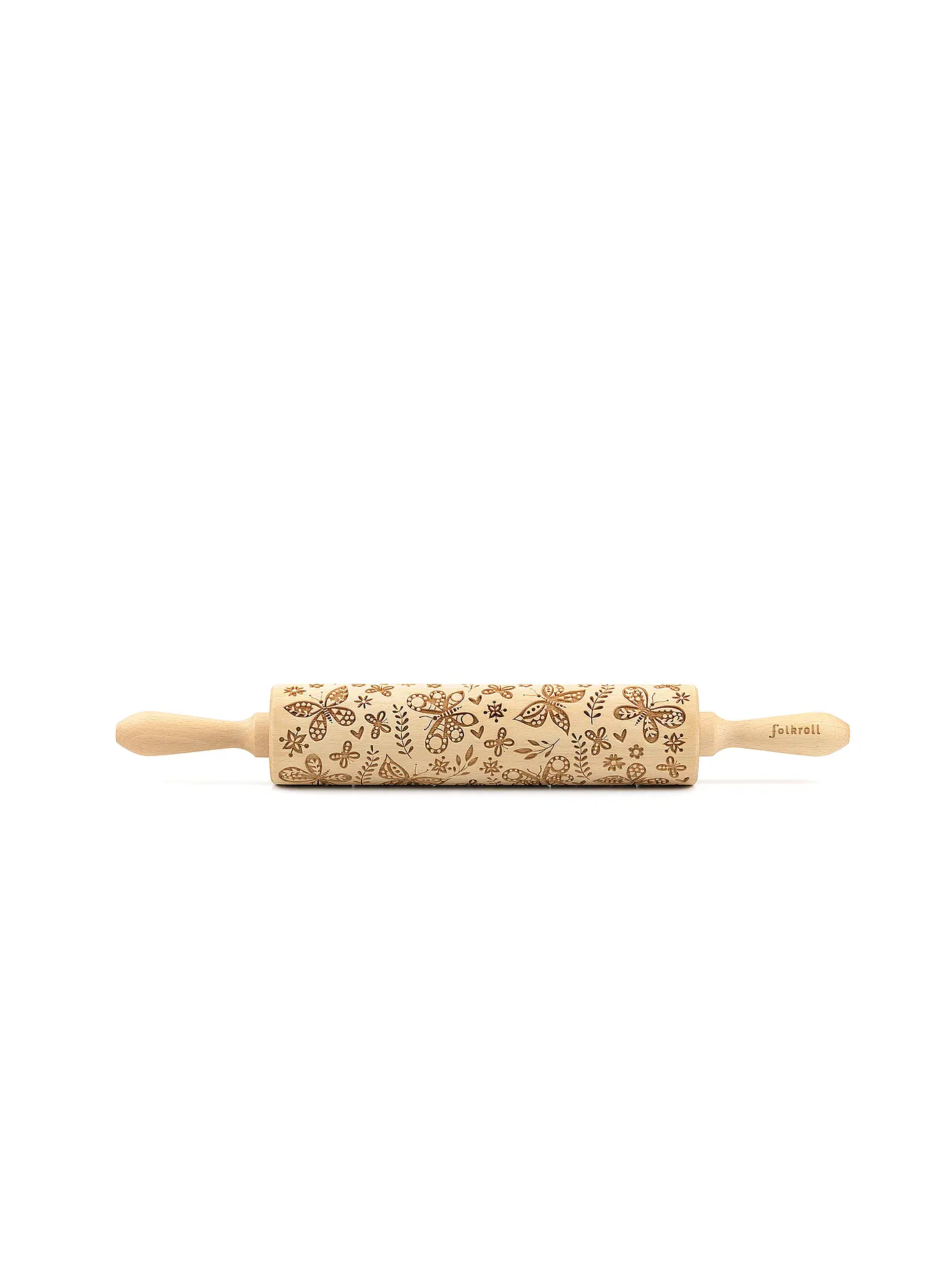FOLKROLL | Teigrolle groß 43cm Schmettterling | braun