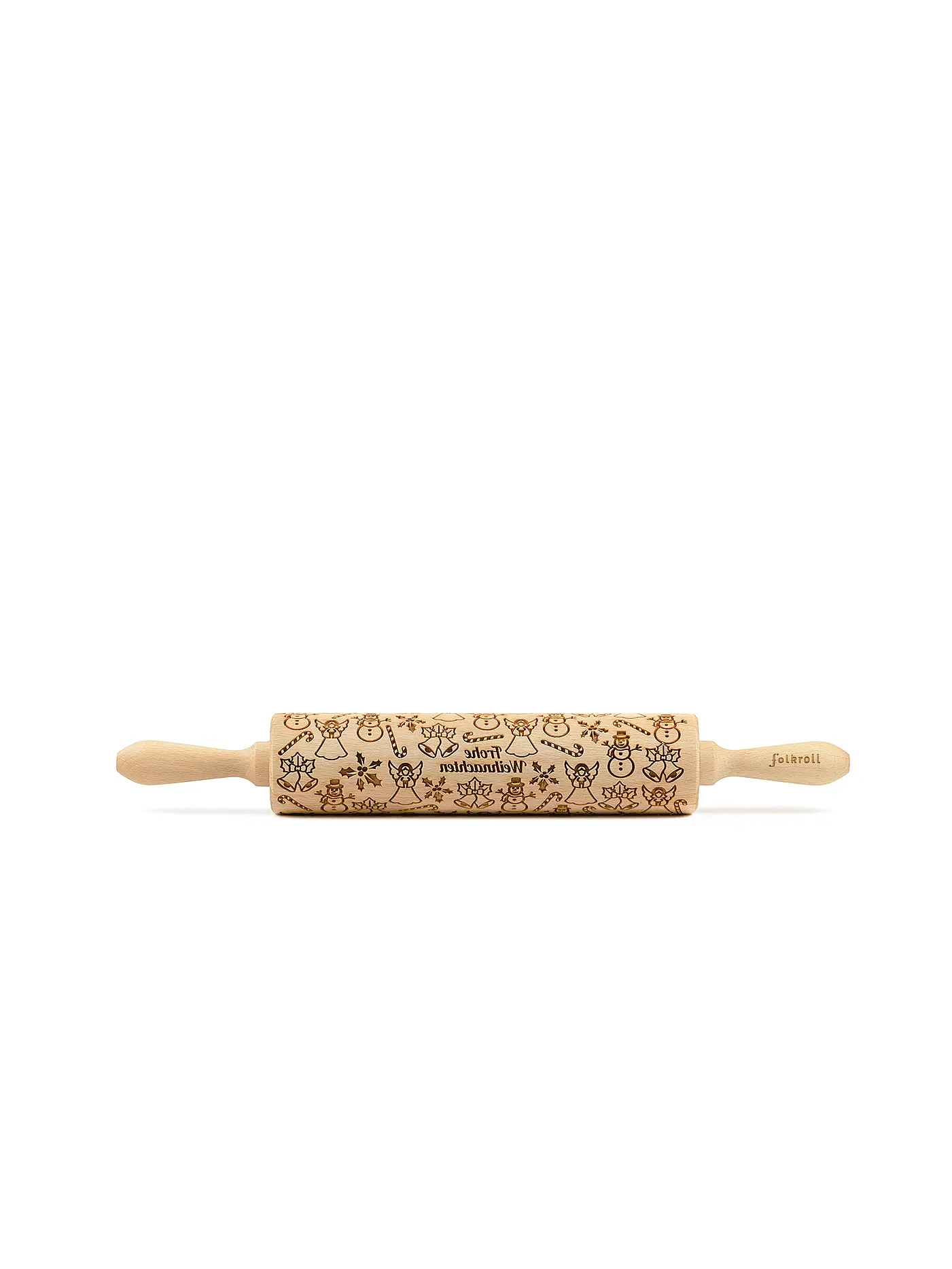 FOLKROLL | Teigrolle groß 43cm Weihnachten | braun