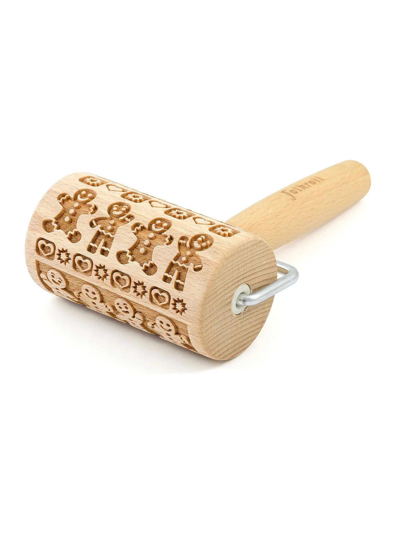 FOLKROLL | Teigrolle LEBKUCHENMANN Mini 9,5cm Buche / 3D-Motiv | hellbraun