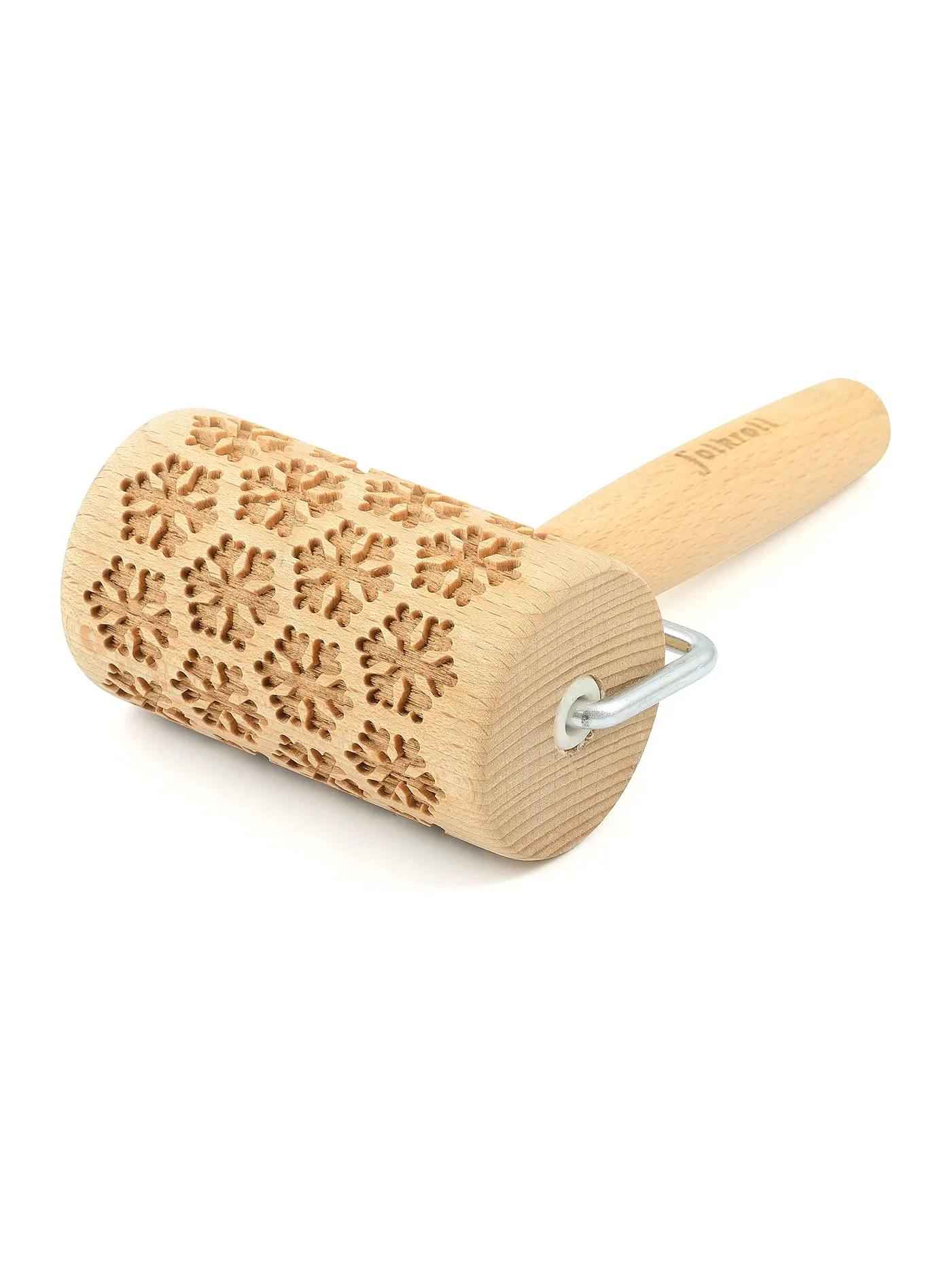 FOLKROLL | Teigrolle SCHNEEFLOCKE Mini 9,5cm Buche / 3D-Motiv | hellbraun