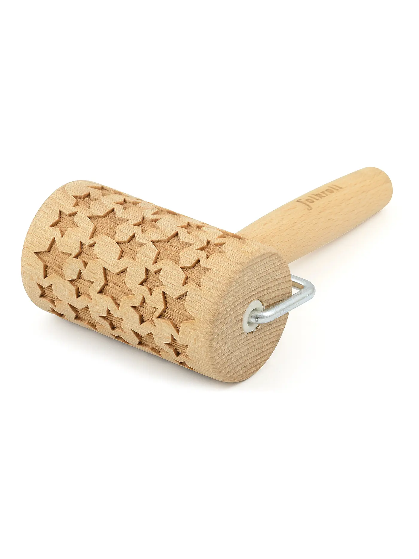 FOLKROLL | Teigrolle SCHNEEFLOCKE Mini 9,5cm Buche / 3D-Motiv | hellbraun