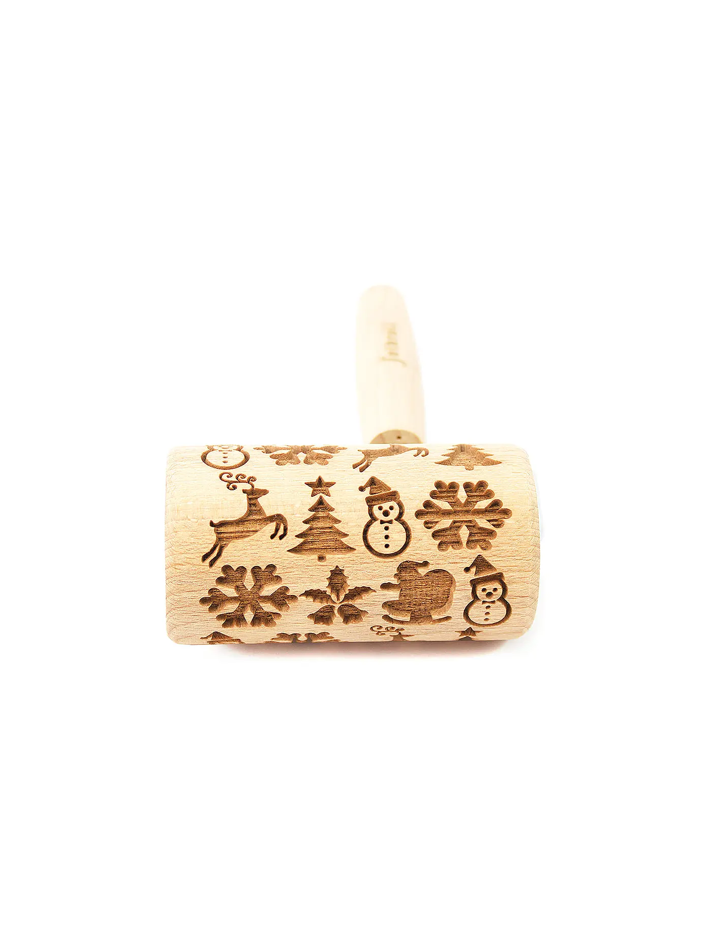 FOLKROLL | Teigrolle WINTERMIX Mini 9,5cm Buche / 3D-Motiv | hellbraun