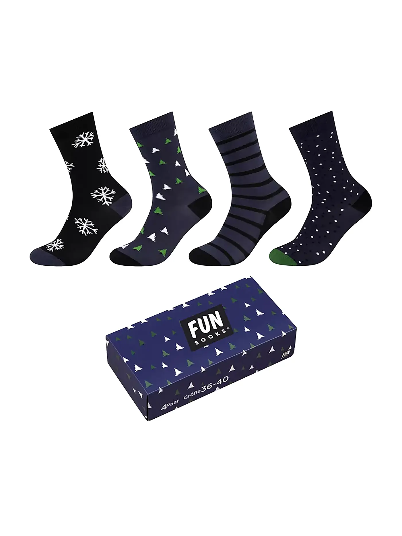 FUN SOCKS | Damen Socken CHRISTMAS BOX 4-er Pkg. 36-40 chinese red | blau