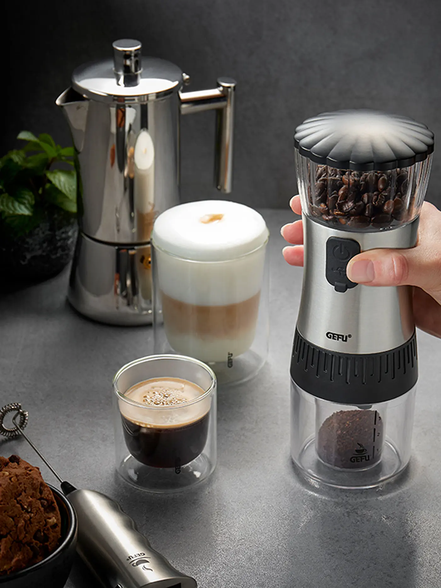 GEFU | Kaffeemühle POLVE, elektrisch USB | silber