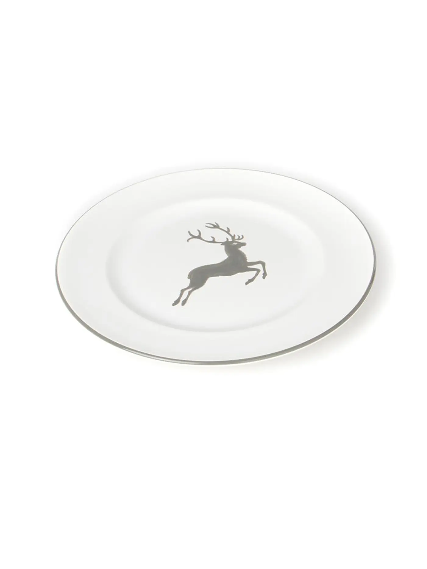 GMUNDNER KERAMIK | Dessertteller Gourmet "Grüner Hirsch" 22cm | grau