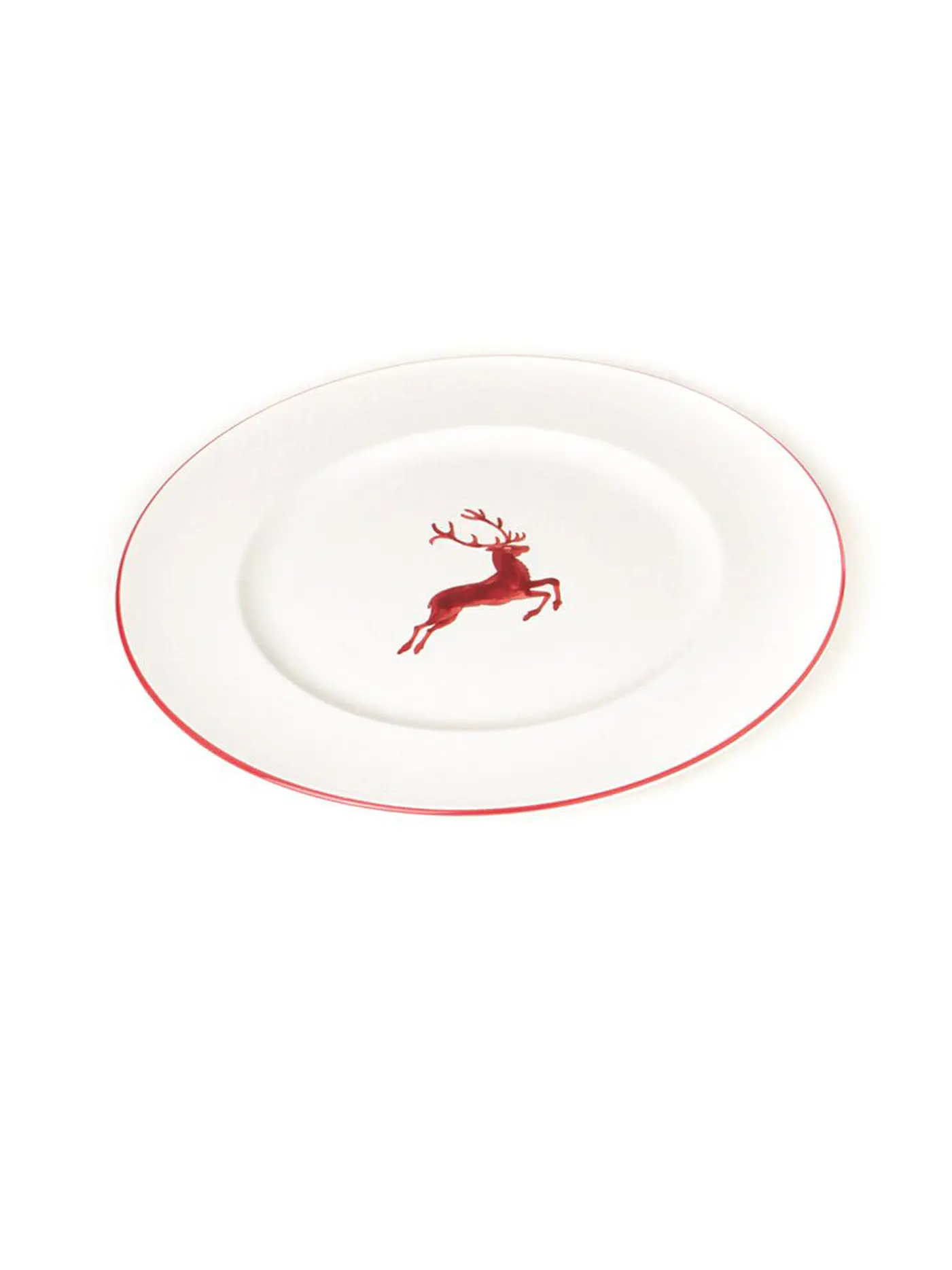 GMUNDNER KERAMIK | Dessertteller Gourmet "Grüner Hirsch" 22cm | rot