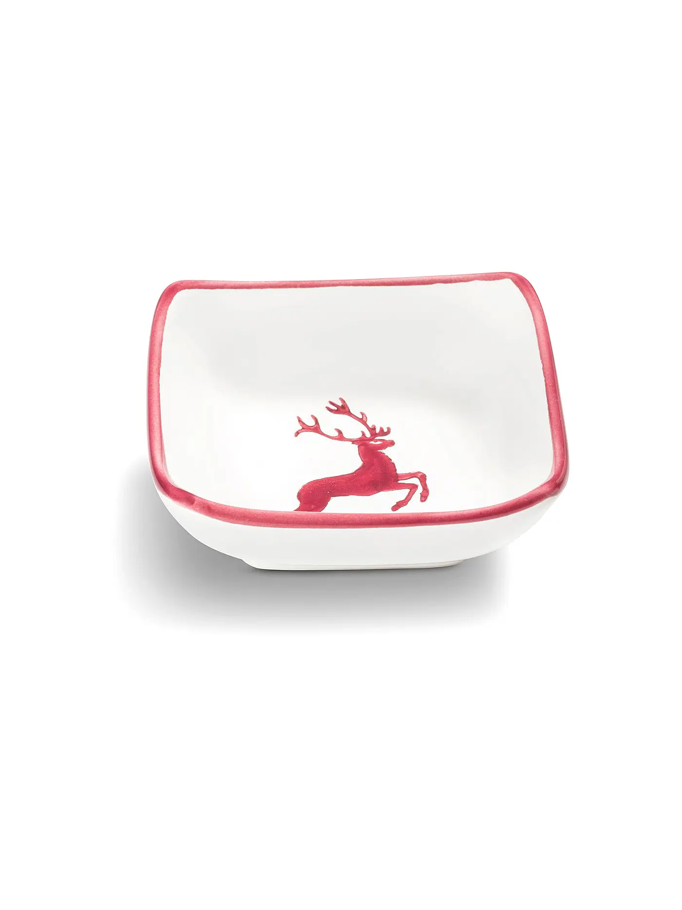 GMUNDNER KERAMIK | Schälchen quadratisch "Rubinroter Hirsch" 9x9cm | rot