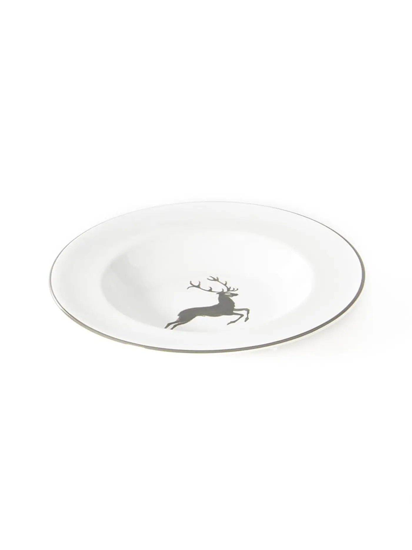 GMUNDNER KERAMIK | Suppenteller Gourmet  "Grüner Hirsch" 24cm | grau