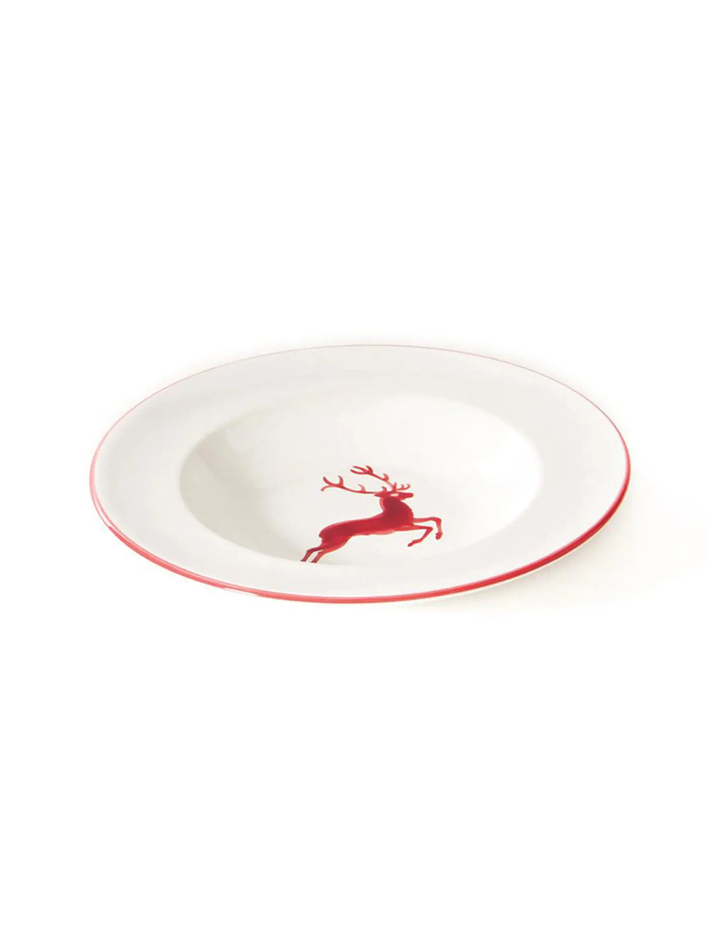 GMUNDNER KERAMIK | Suppenteller Gourmet  "Grüner Hirsch" 24cm | rot