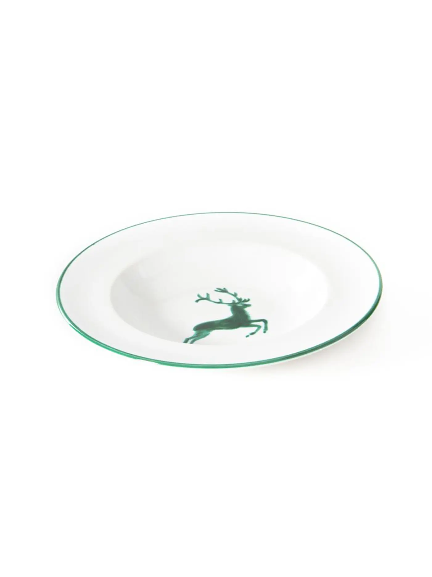 GMUNDNER KERAMIK | Suppenteller Gourmet  "Grüner Hirsch" 24cm | grün