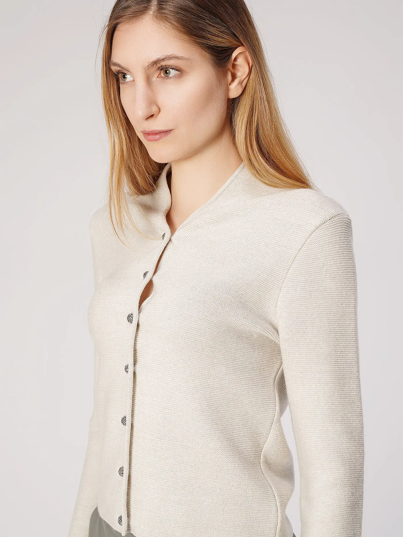 GOTTSEIDANK | Trachten Strickjacke Slim Fit ANNA | creme