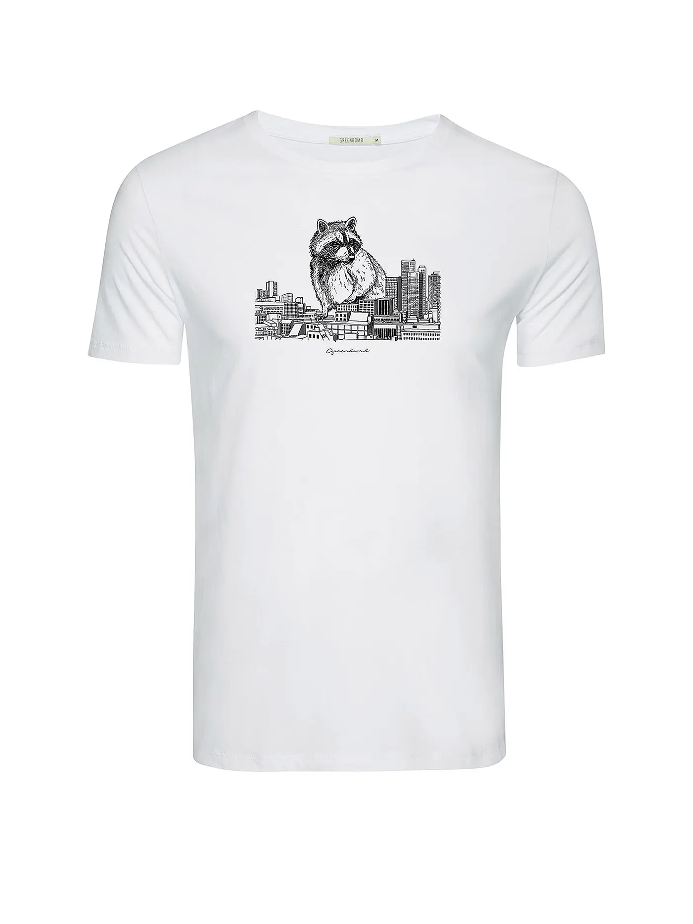 GREENBOMB | T-Shirt ANIMAL RACCOON CITY | weiss
