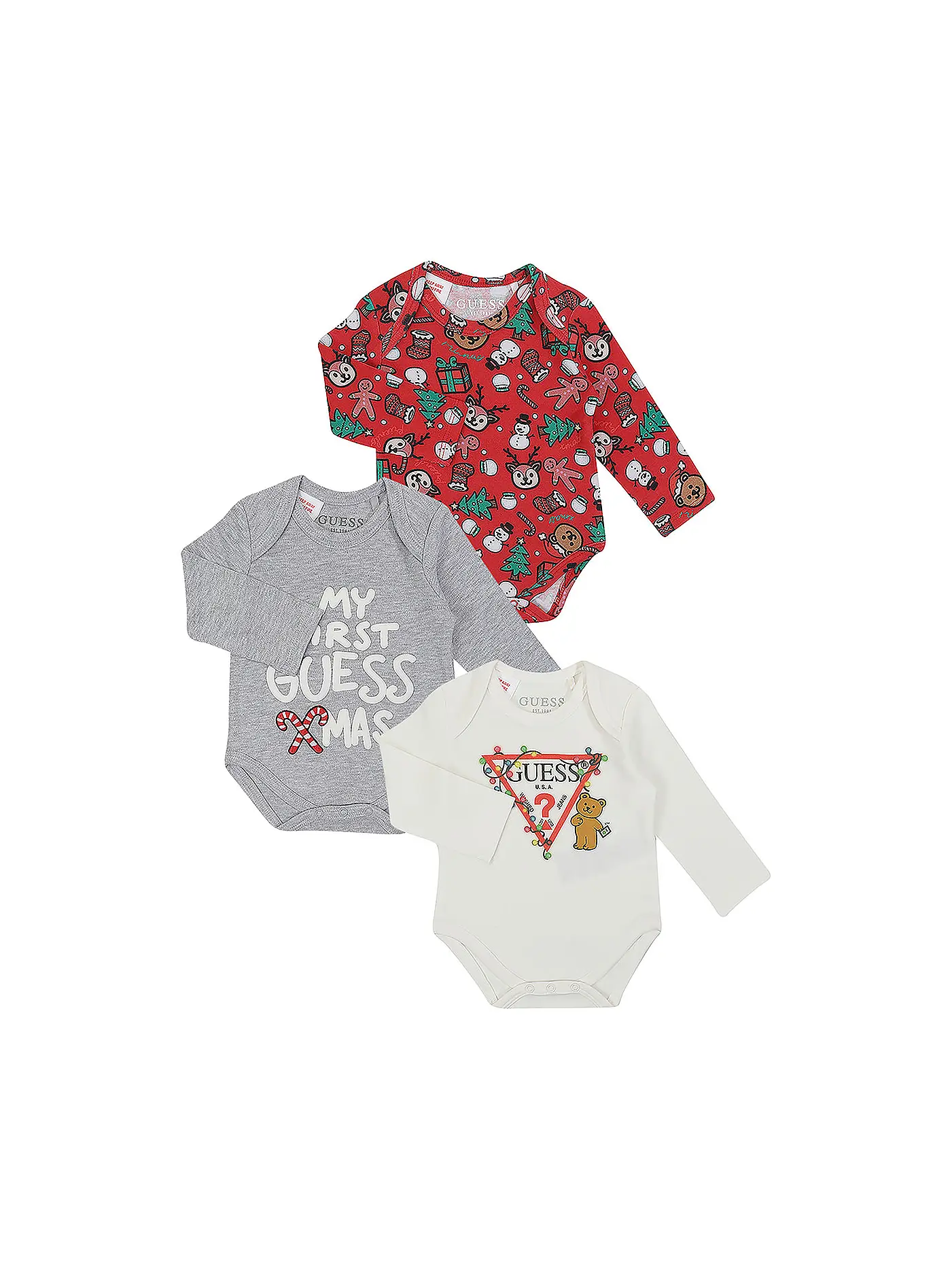 GUESS | Baby Body Weihnachtsmotiv 3er Pkg. | rot