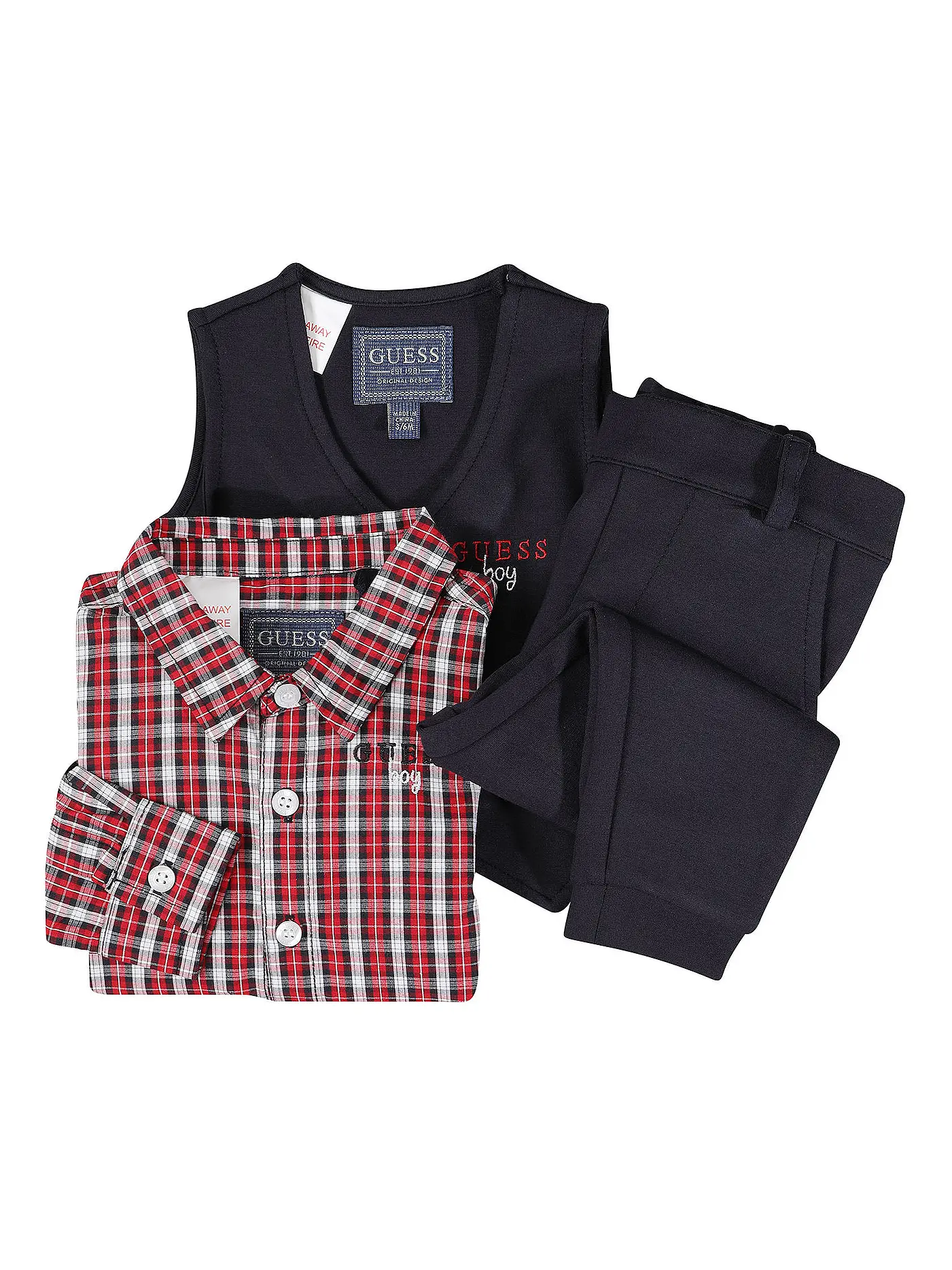 GUESS | Baby Set - Hemd Gilet Hose 3 teilig  | dunkelblau