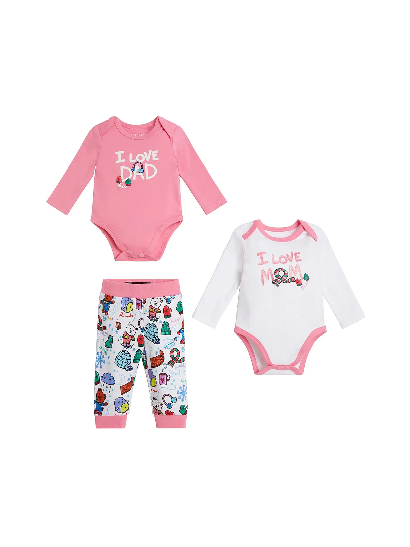 GUESS | Baby Set Bodys und Hose 3 teilig | weiss