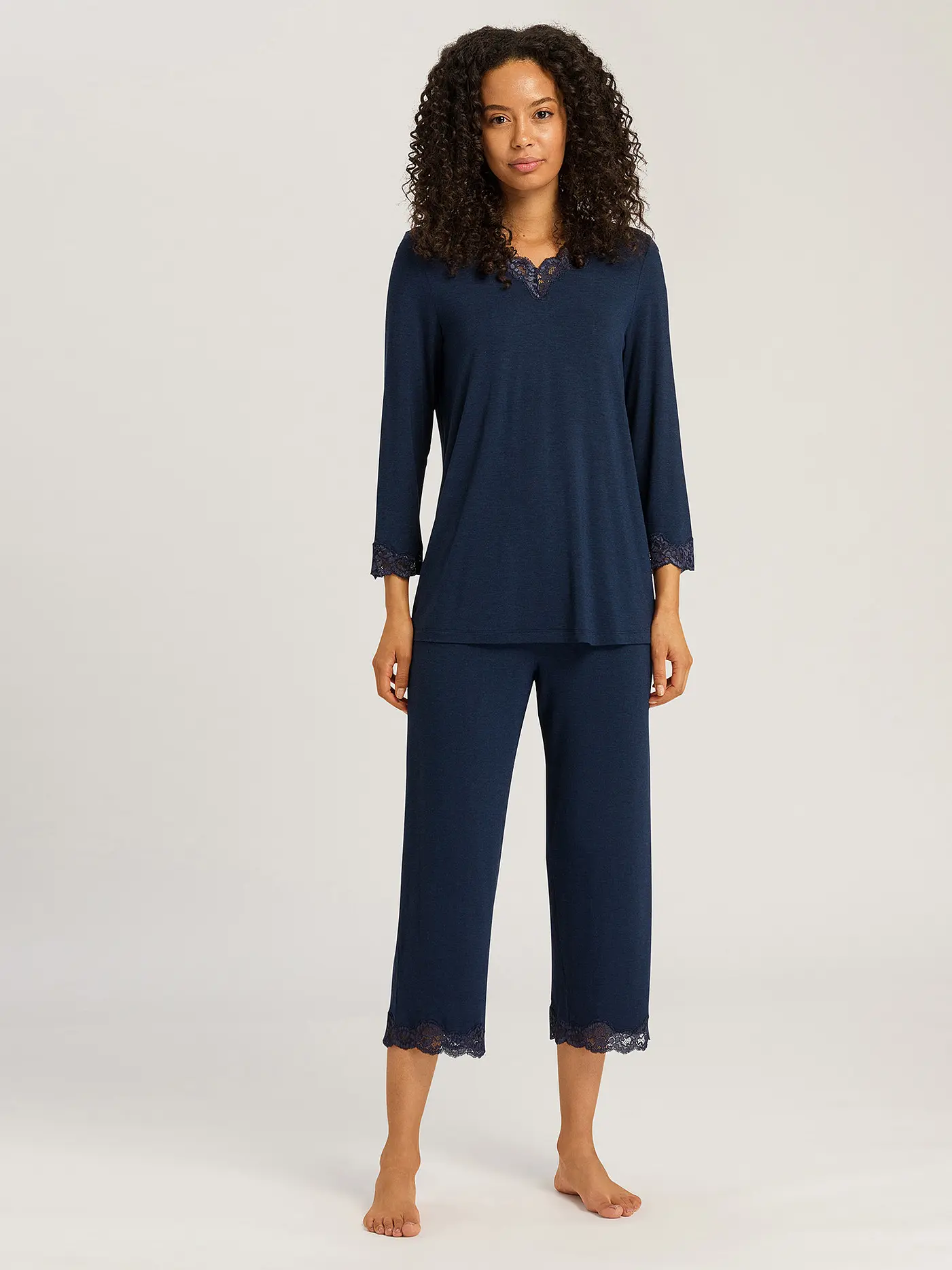 HANRO | Pyjama 3/4  ELEGANCE  | dunkelblau