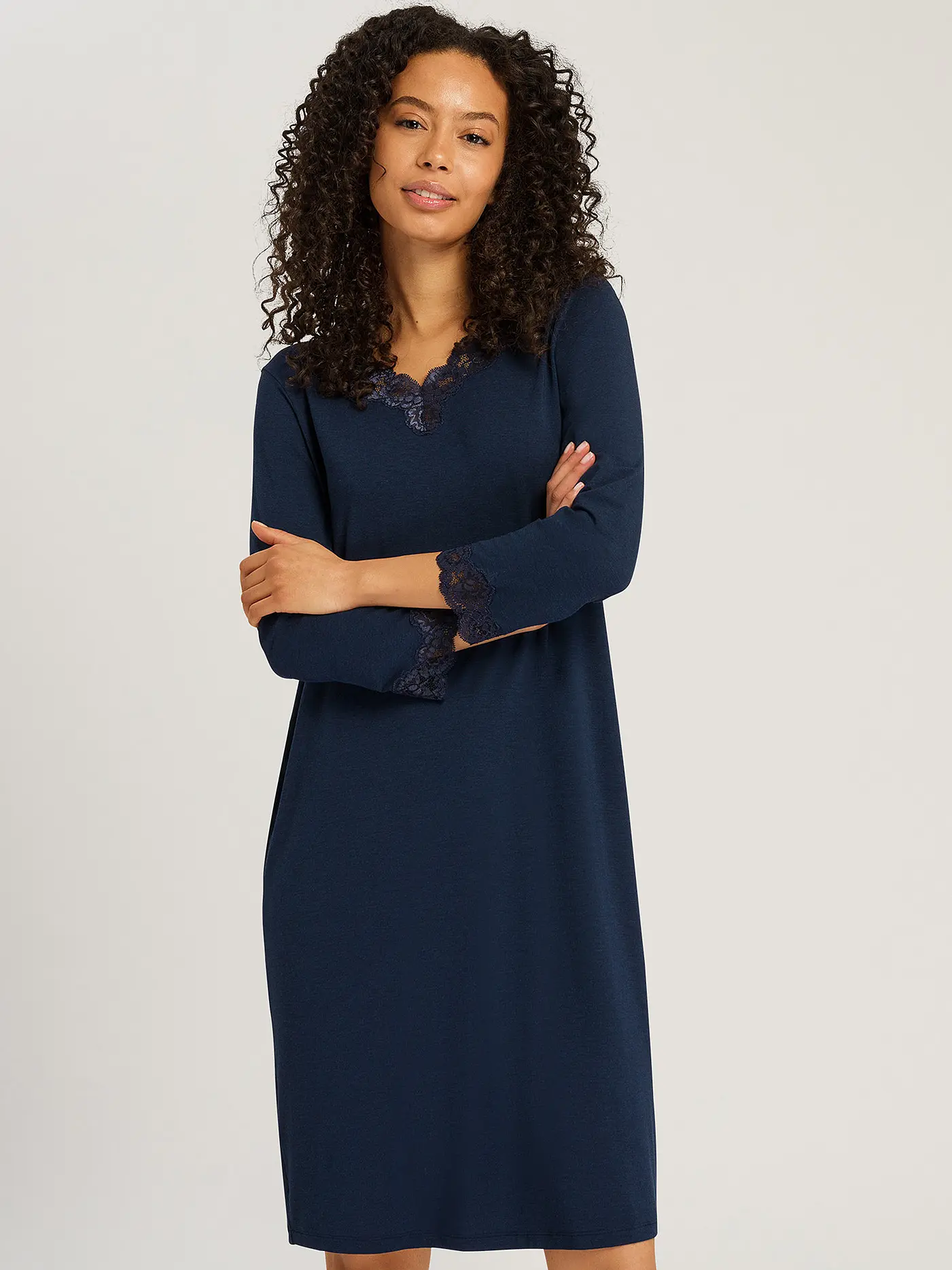 HANRO | Sleepshirt NATURAL ELEGANCE | dunkelblau