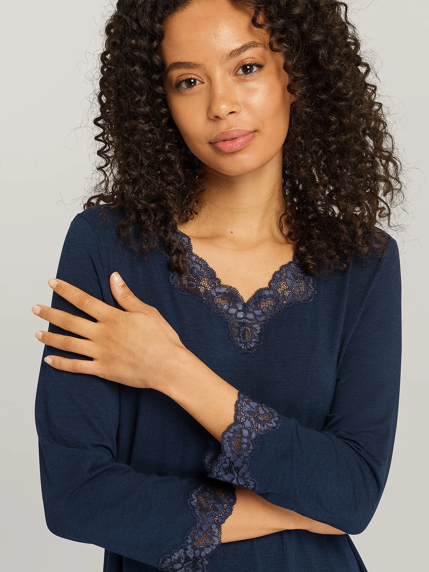 HANRO | Sleepshirt NATURAL ELEGANCE | dunkelblau
