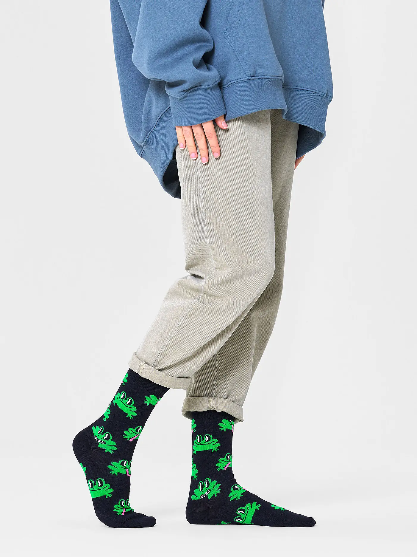 HAPPY SOCKS | Damen Socken 36-40 FROG black | schwarz