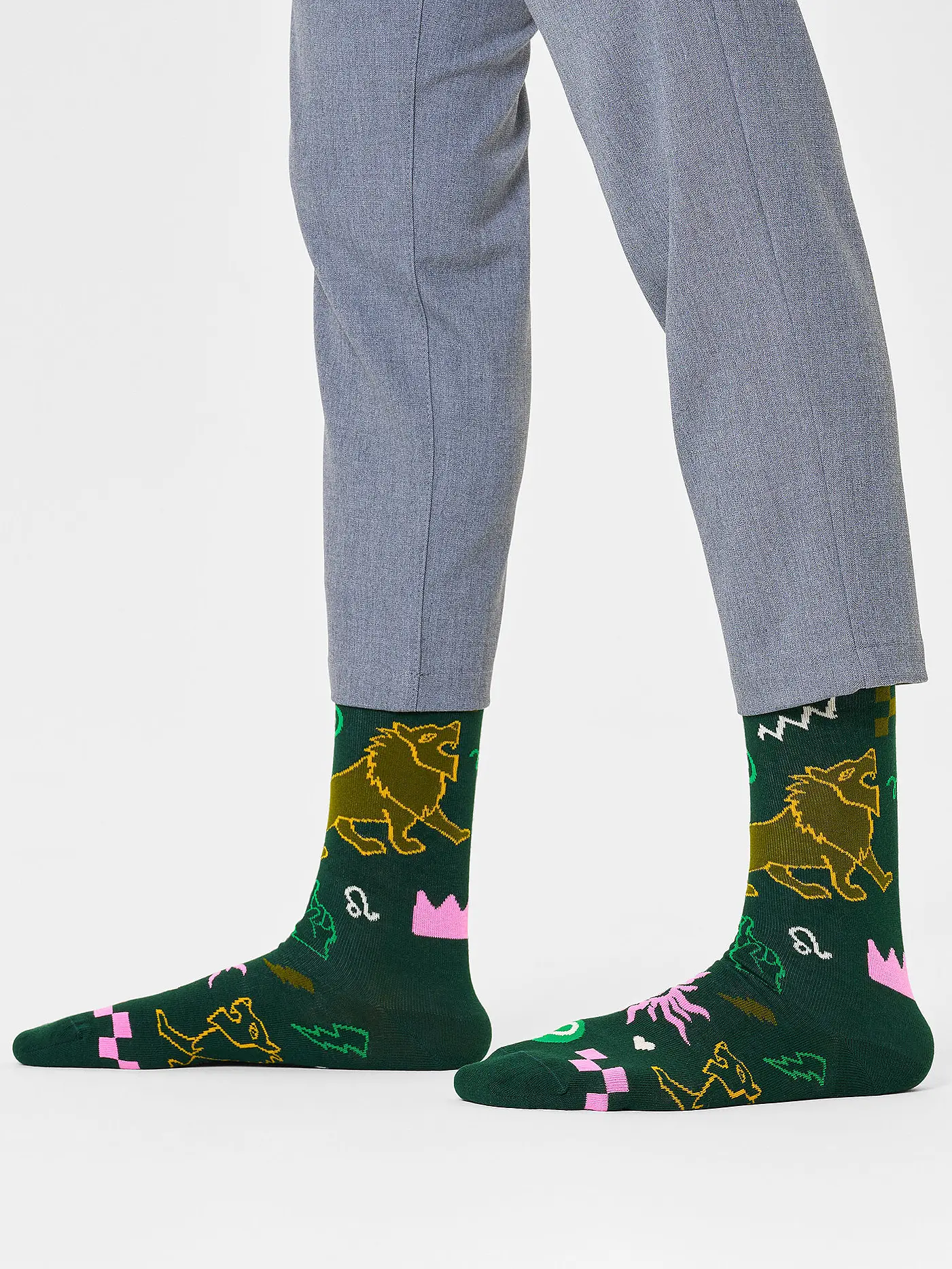 HAPPY SOCKS | Damen Socken 36-40 LÖWE orange | dunkelgrün