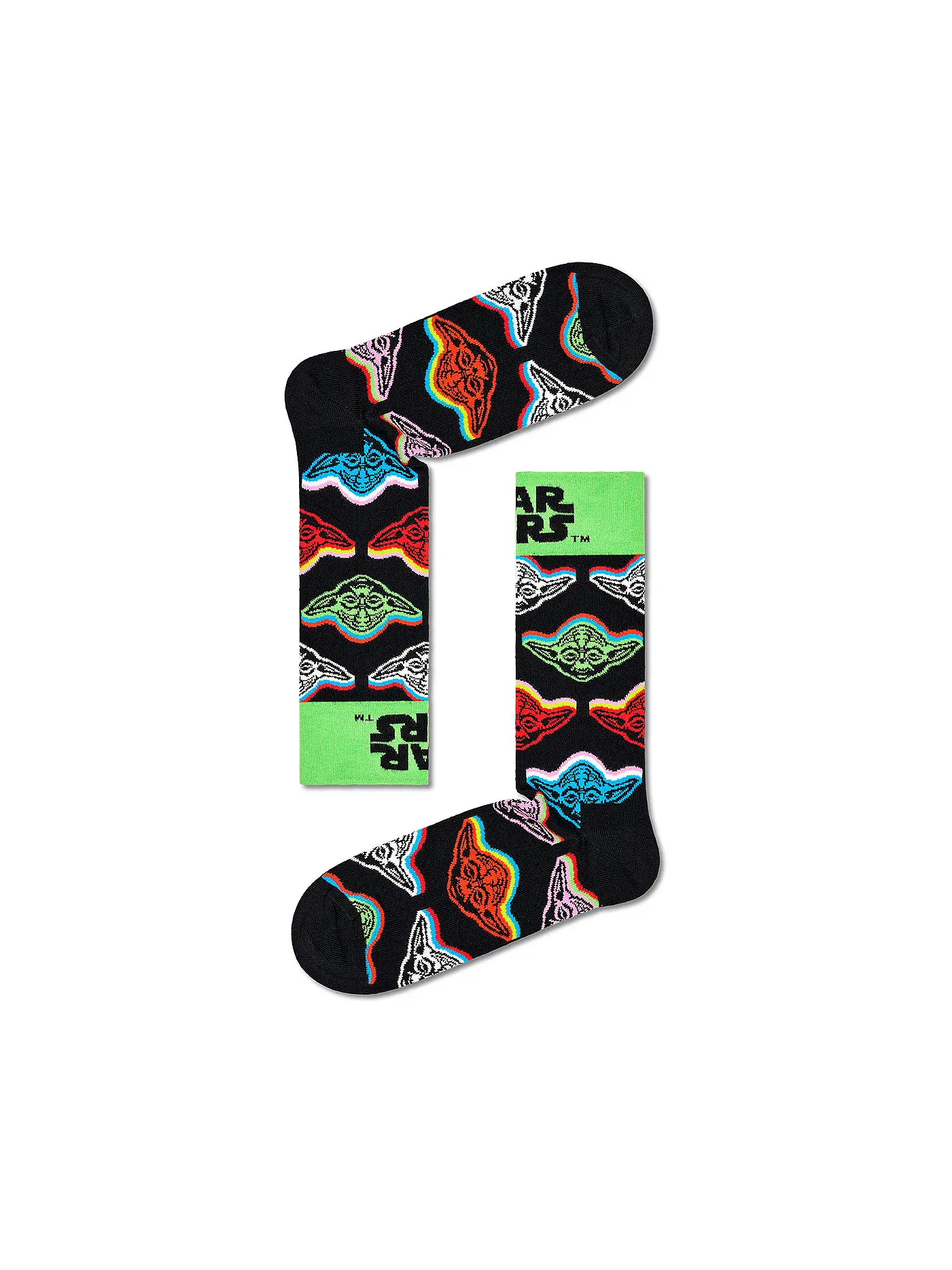 HAPPY SOCKS | Herren Socken 41-46 STAR WARS YODA black | schwarz
