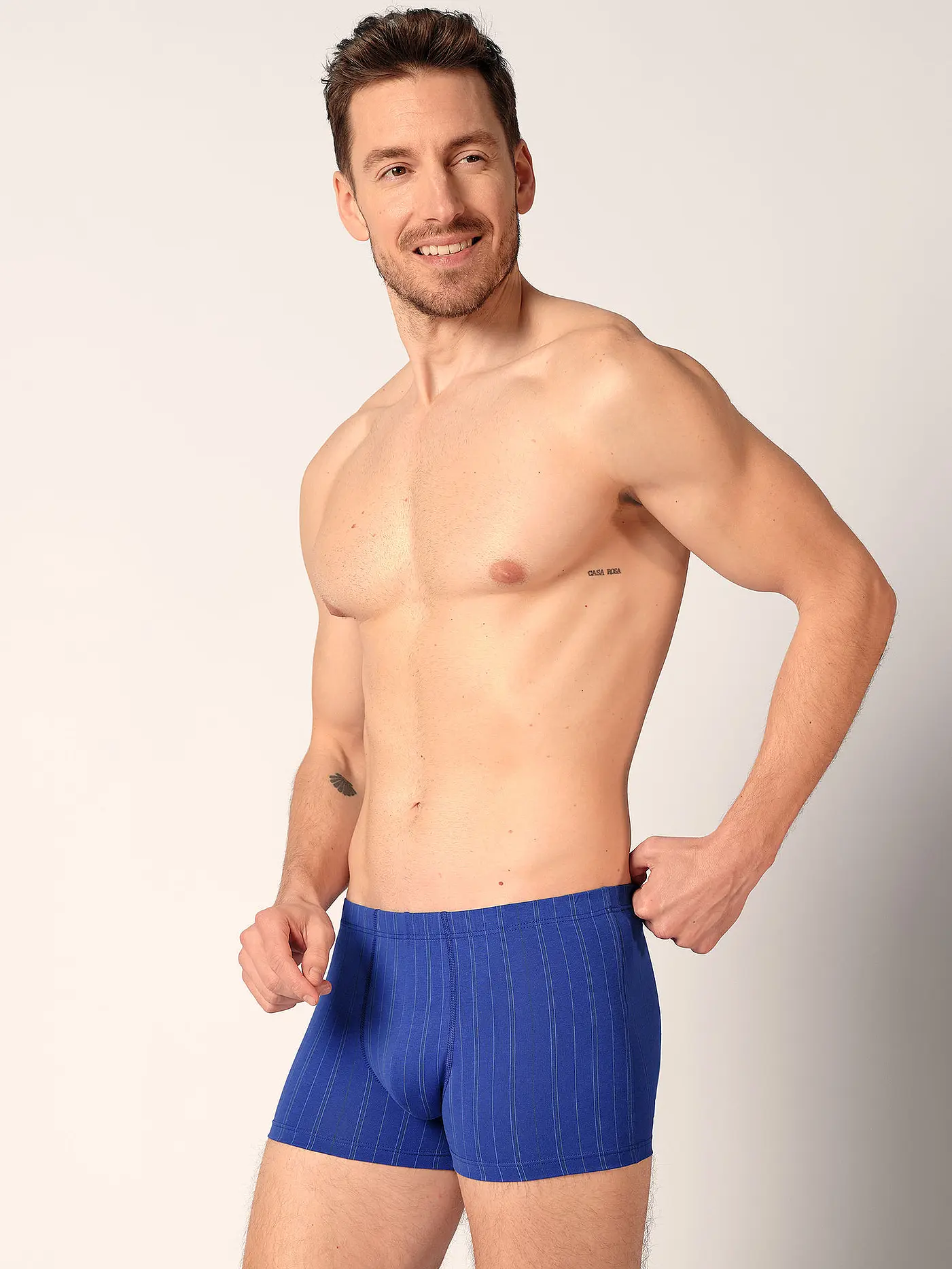 HUBER | Pants 2er Pkg. digital blue grey stripe select  | blau