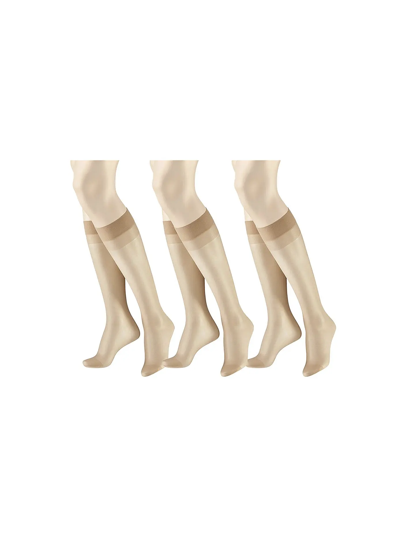 HUDSON | Kniestrümpfe 3-er Pkg. "Simply20" (Black) | beige