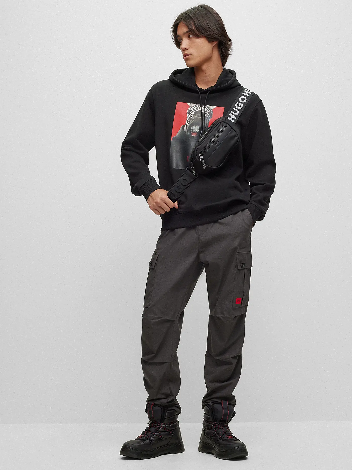 HUGO | Kapuzensweater - Hoodie  | schwarz