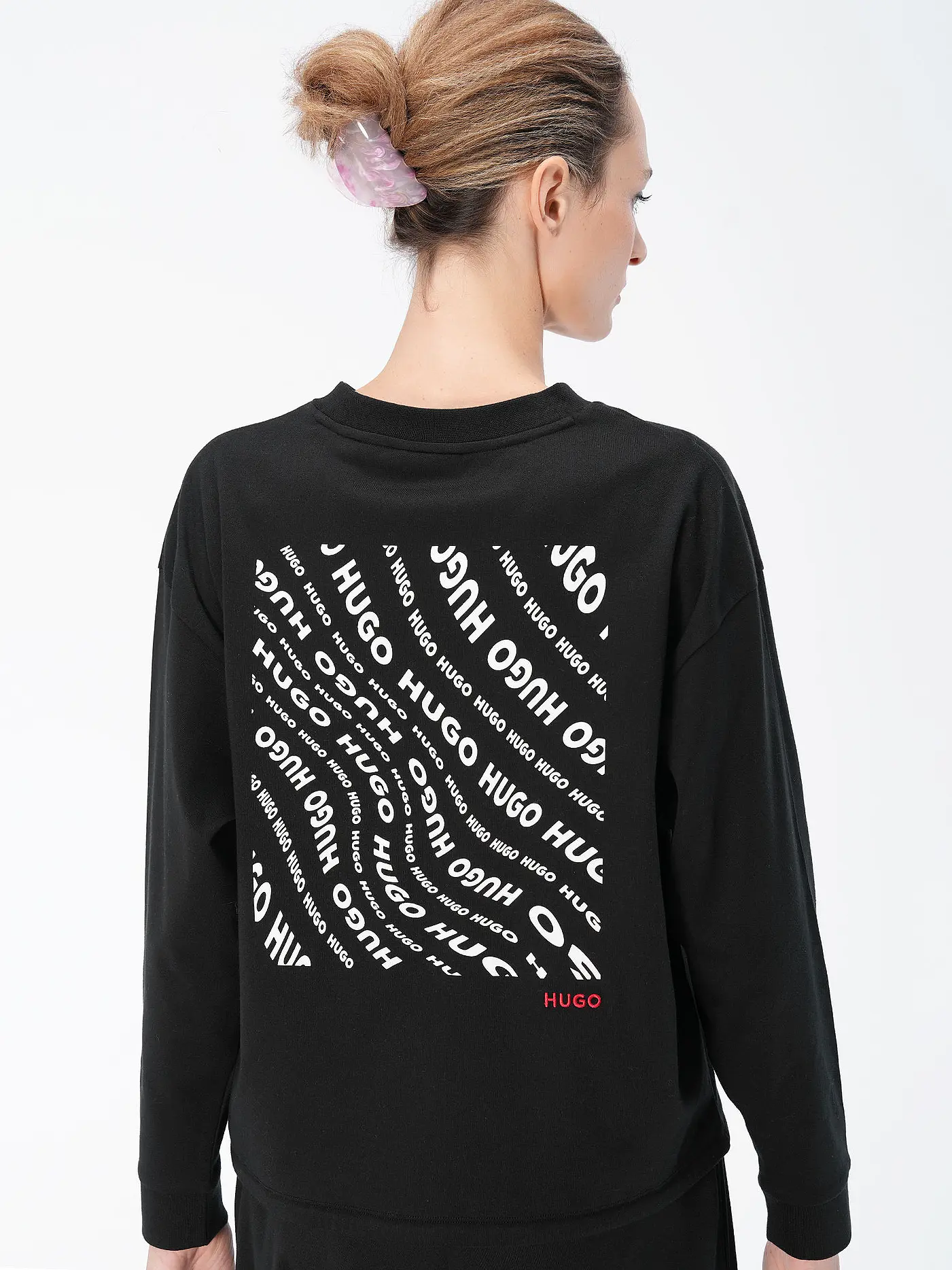 HUGO | Loungewear Shirt SWIRLY | schwarz
