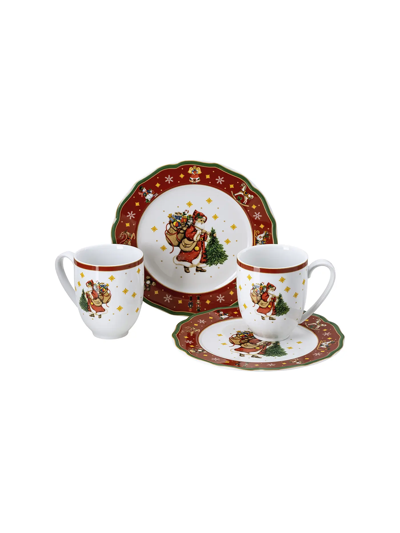 HUTSCHENREUTHER | Geschirrset Happy Christmas 4-teilig red | rot
